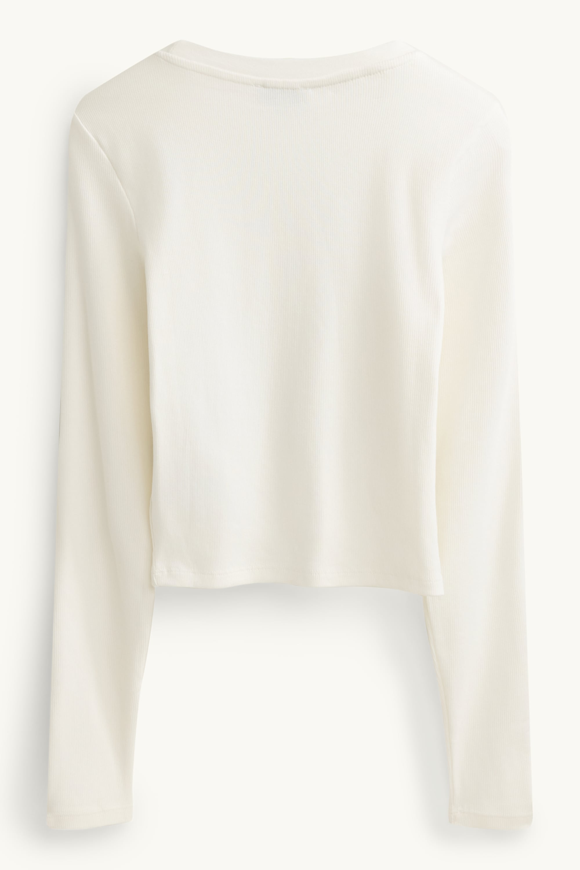 Cropped long sleeve top - slim fit - ribbed creme