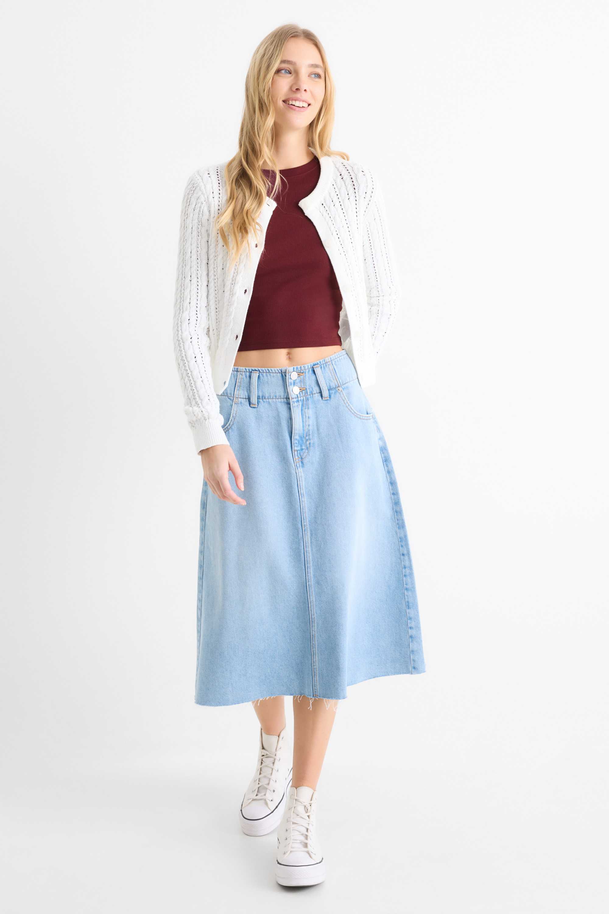 Cropped long sleeve top - slim fit - ribbed bordeaux