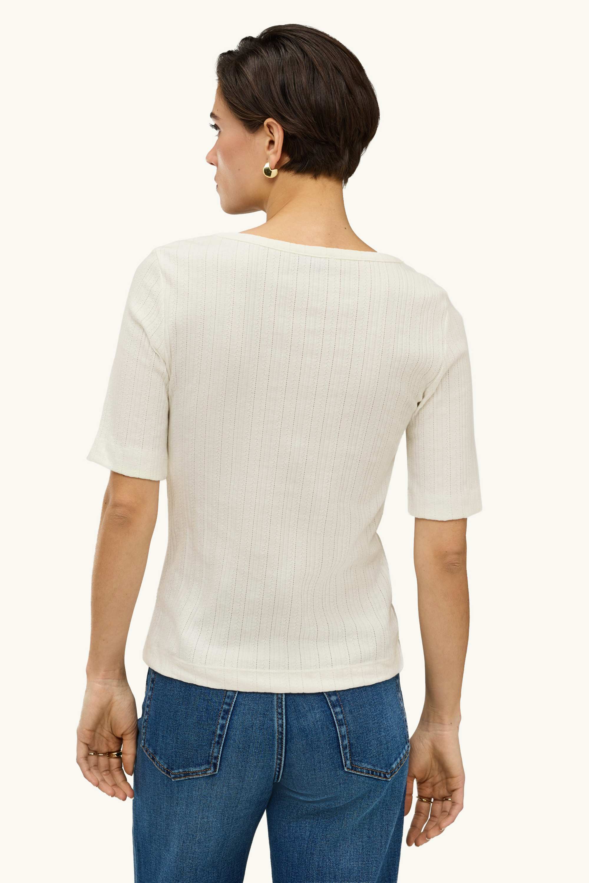 Henley T-shirt - regular fit - ribbed white