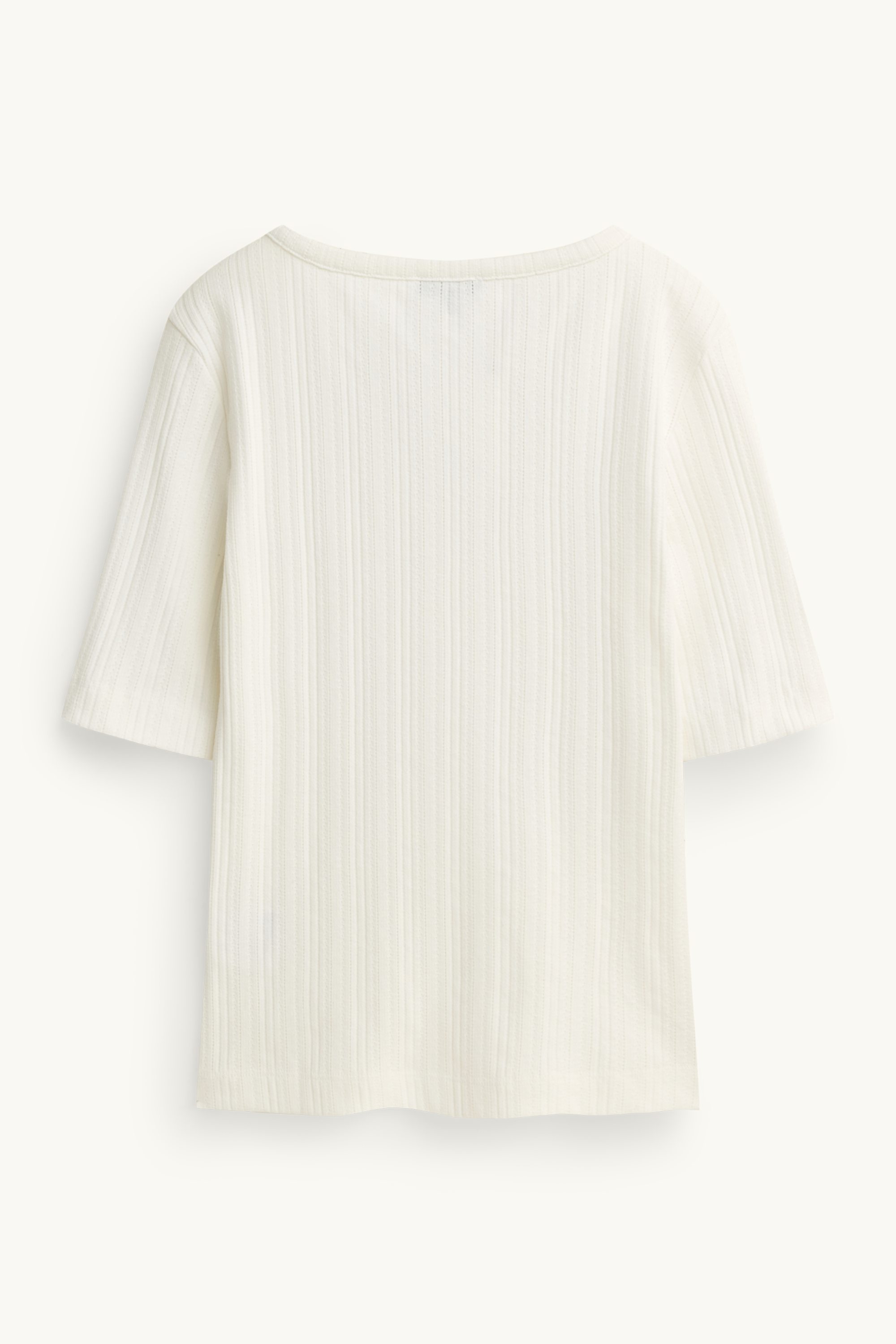 Henley T-shirt - regular fit - ribbed white
