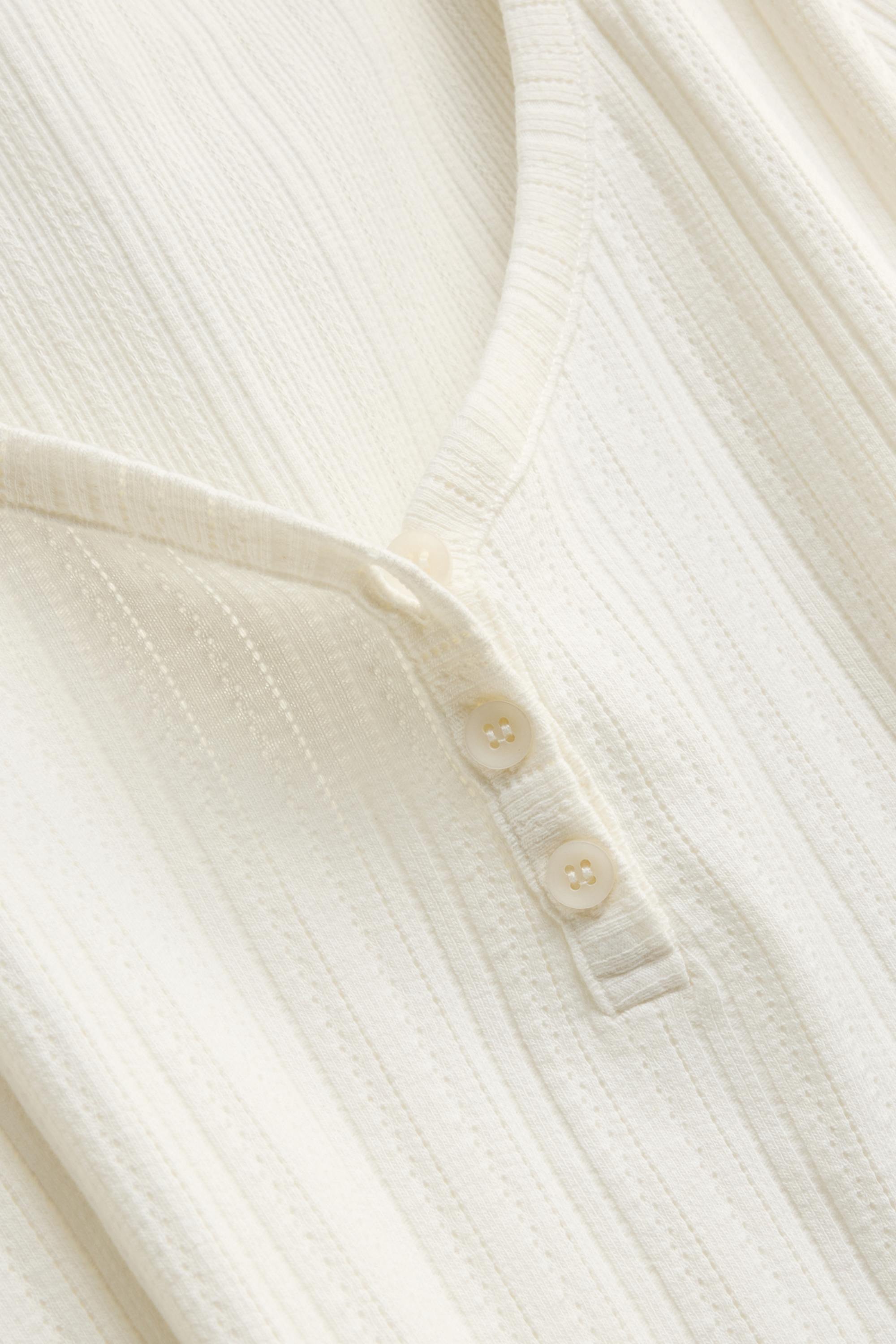 Henley T-shirt - regular fit - ribbed white