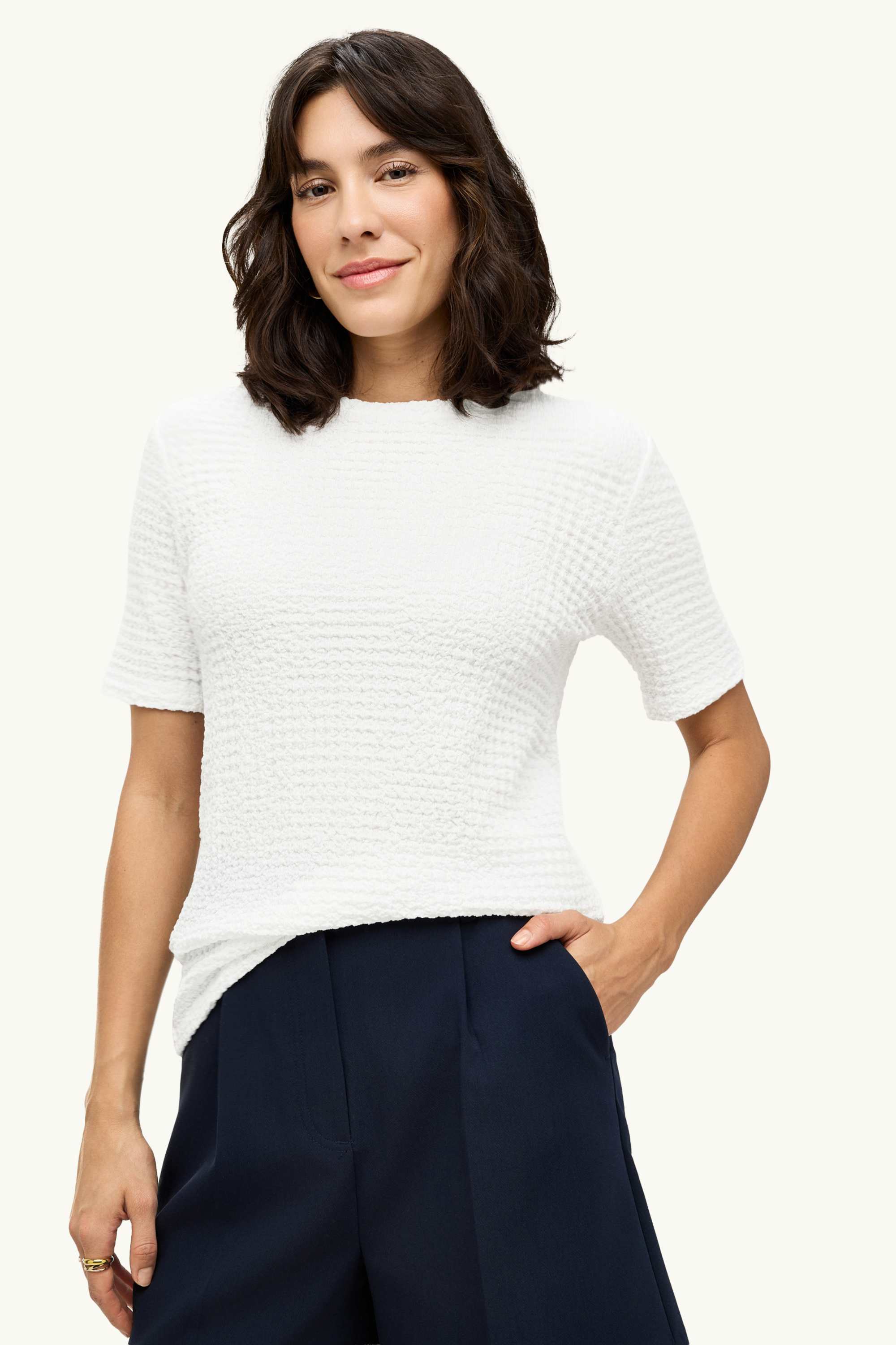 T-shirt - regular fit - textured white