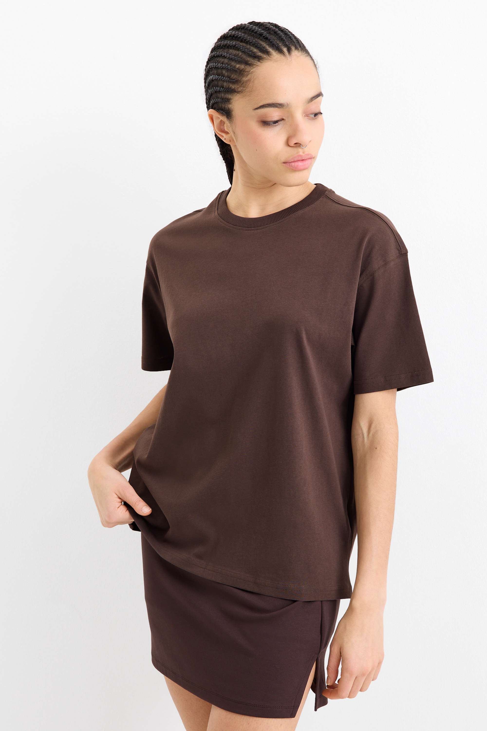 T-shirt - oversized dark brown