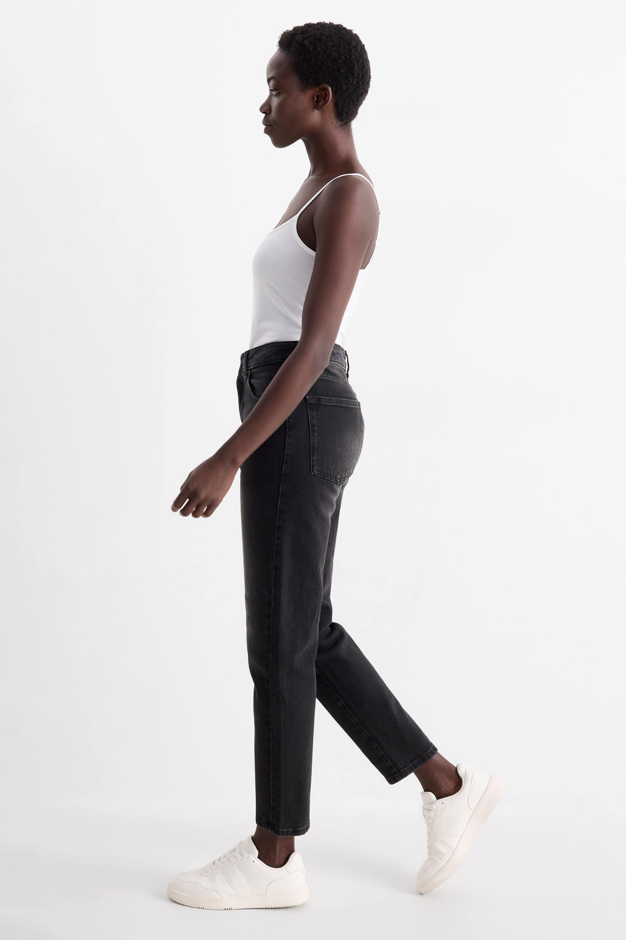 Mom jeans - high waist - LYCRA® denim-dark gray
