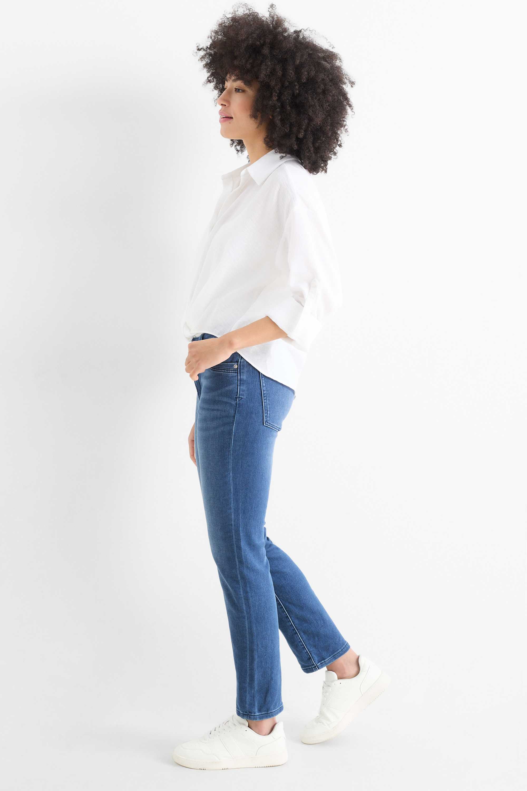 Slim jeans - mid-rise waist - jog denim blue denim