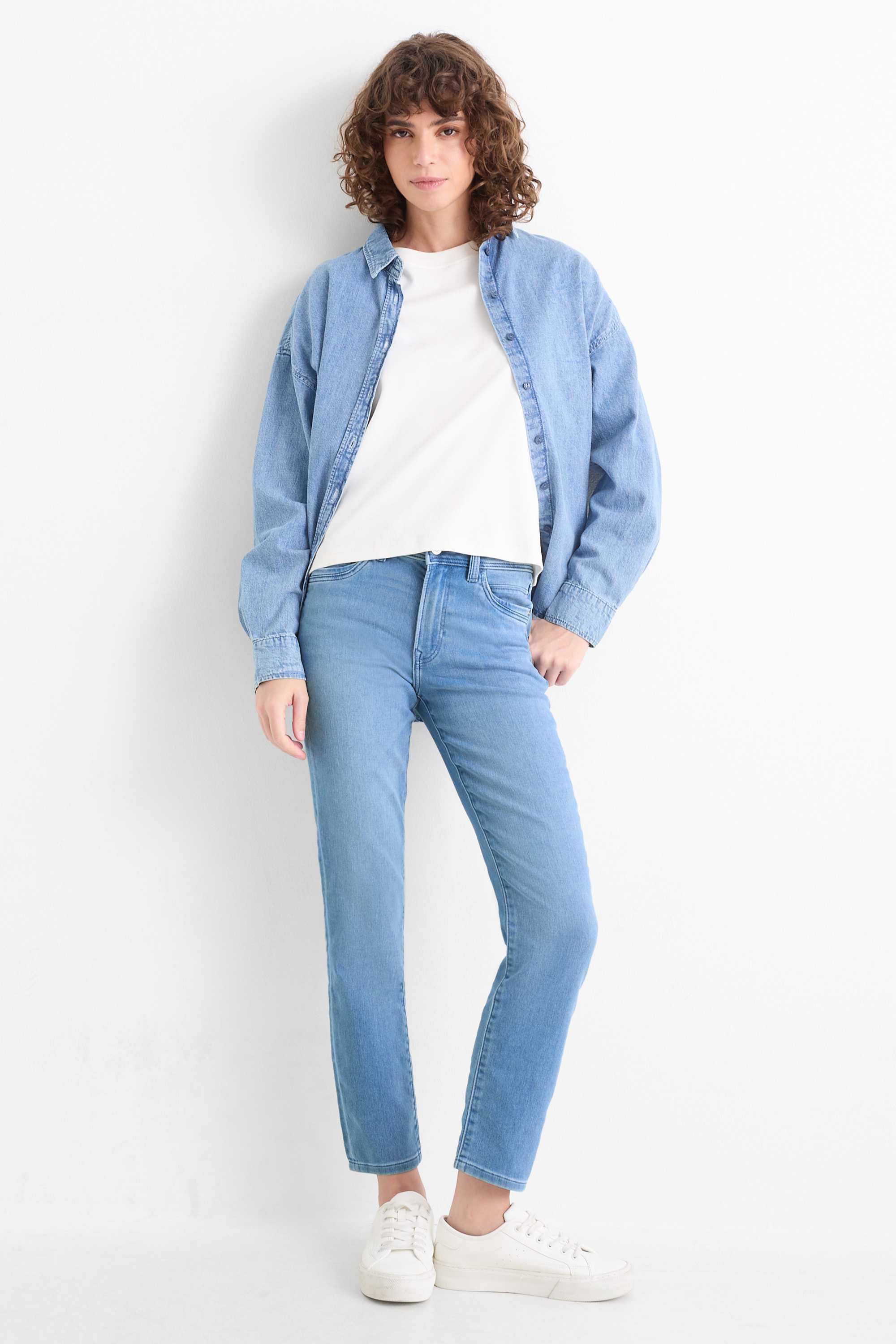 Slim jeans - mid-rise waist - jog denim light blue