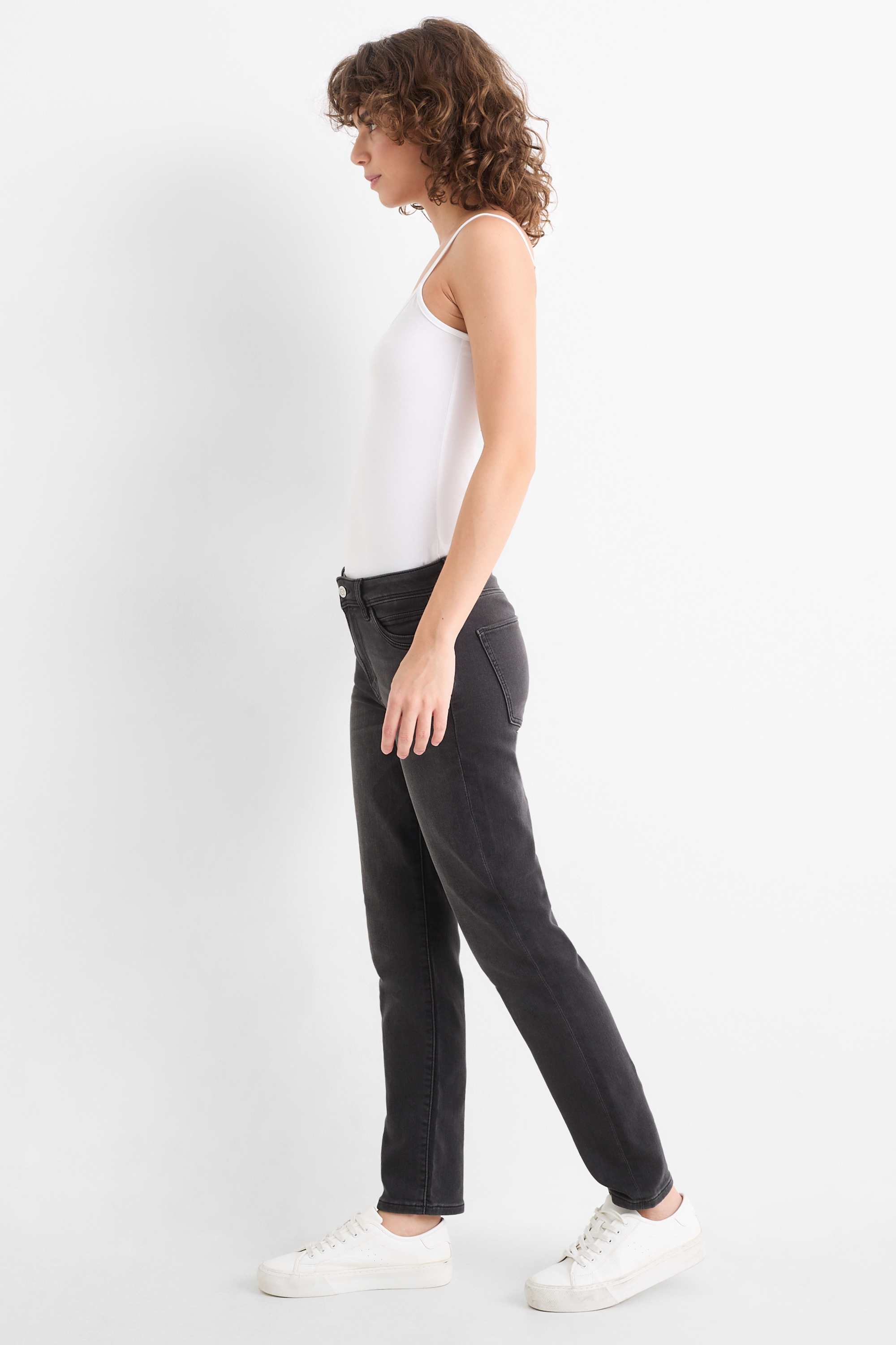 Slim jeans - mid-rise waist - jog denim denim-dark gray