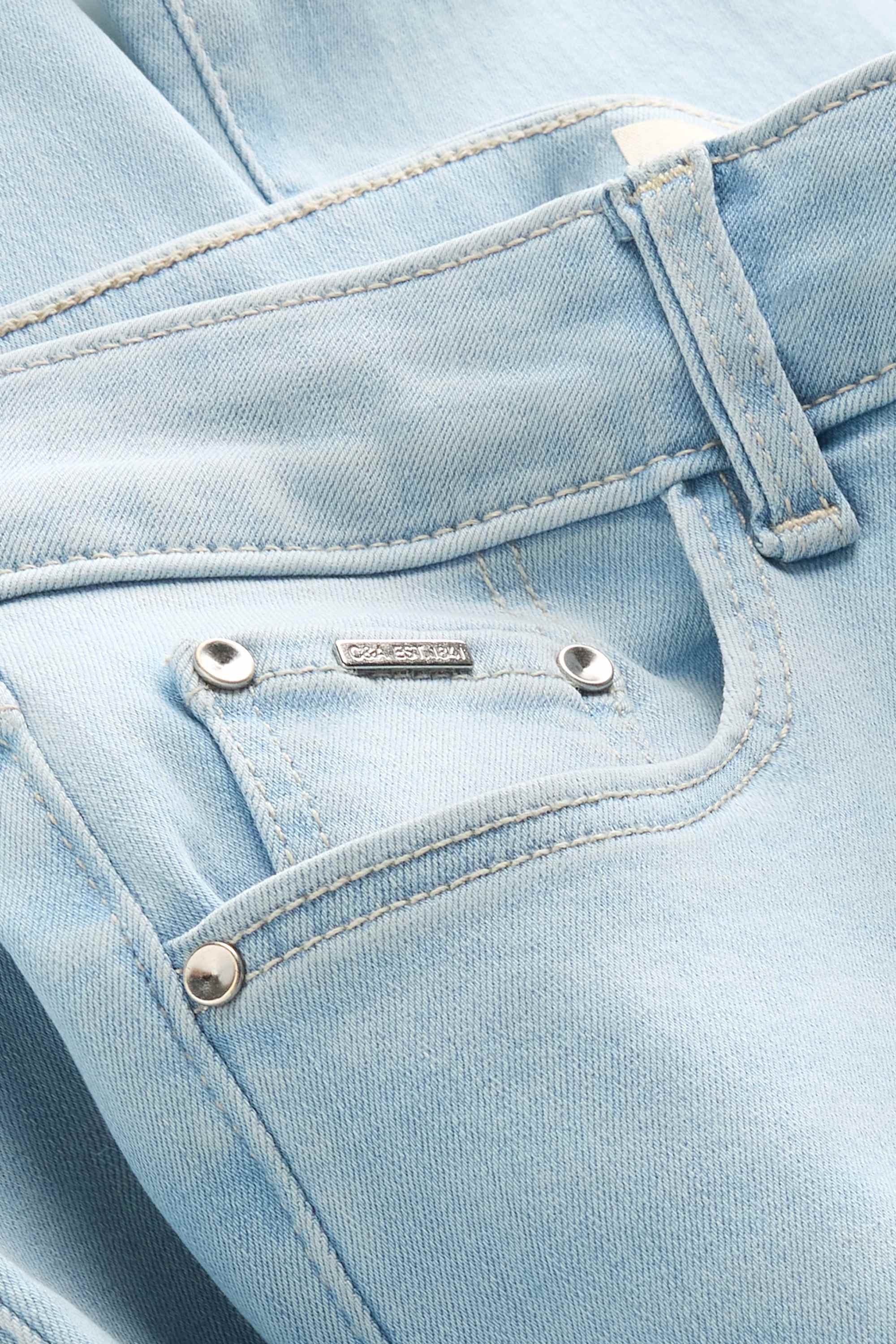 Cropped slim jeans - mid-rise waist denim-light blue