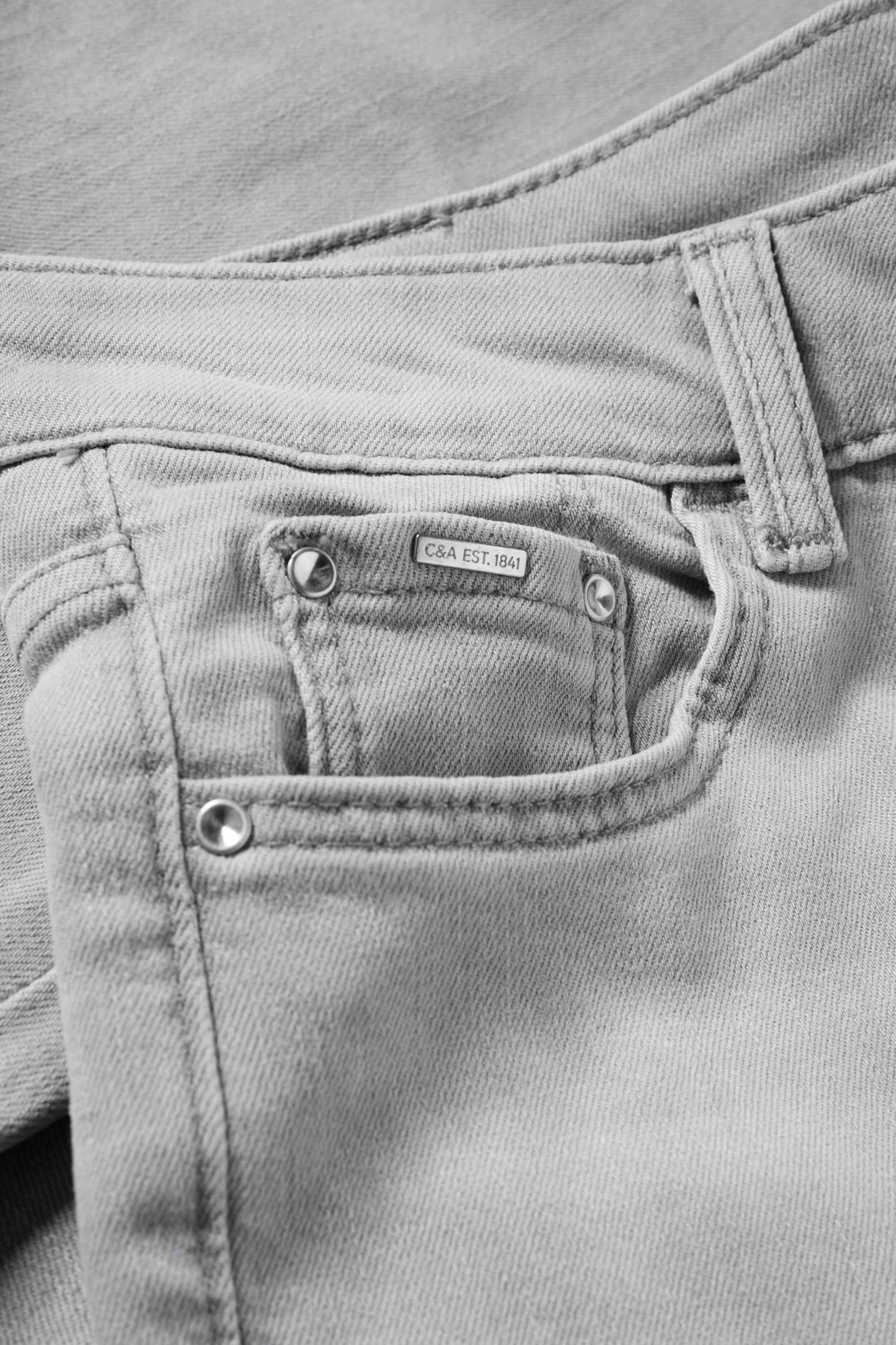 Straight jeans - mid-rise waist - LYCRA® denim-light gray