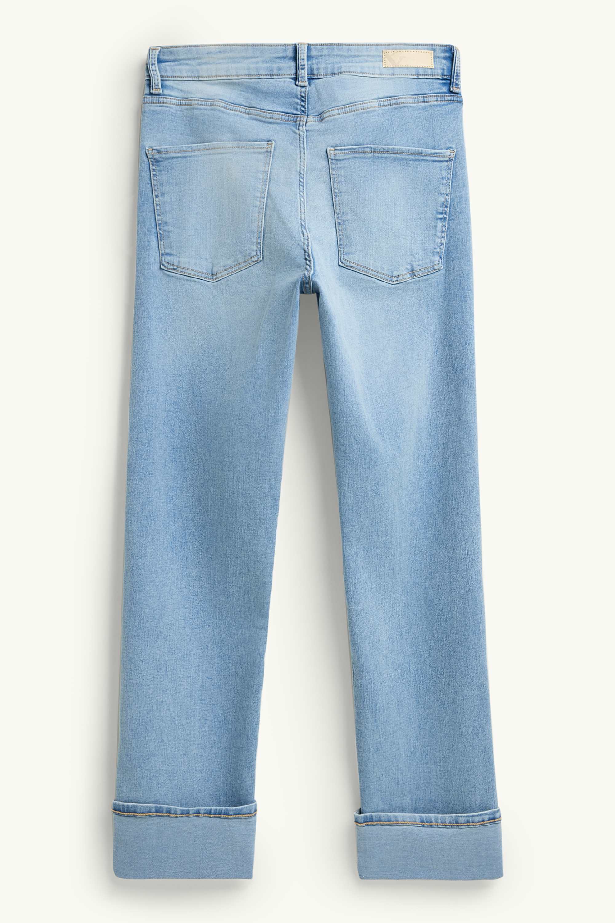Cropped straight jeans - mid-rise waist - LYCRA® light blue