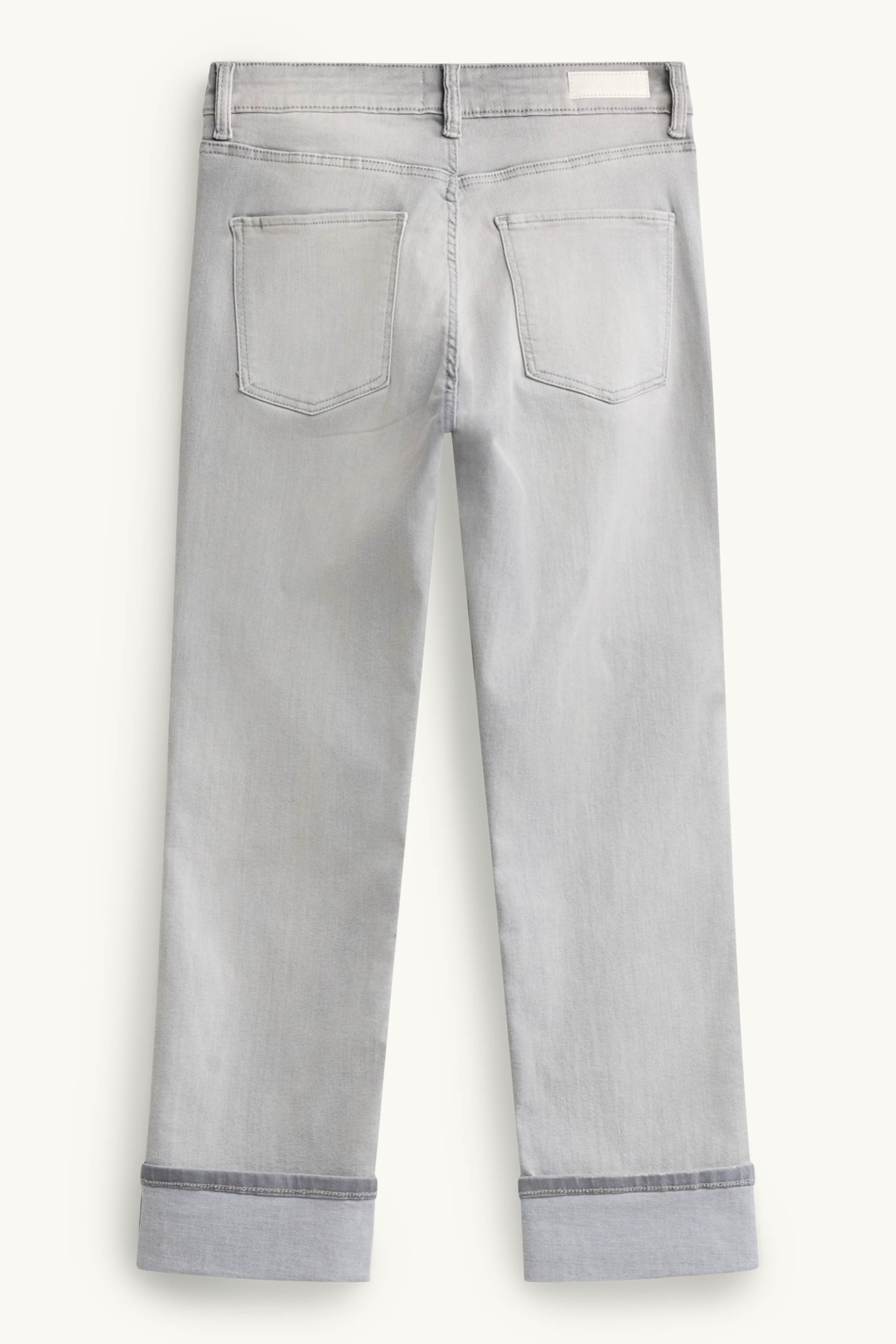 Cropped straight jeans - mid-rise waist - LYCRA® denim-light gray