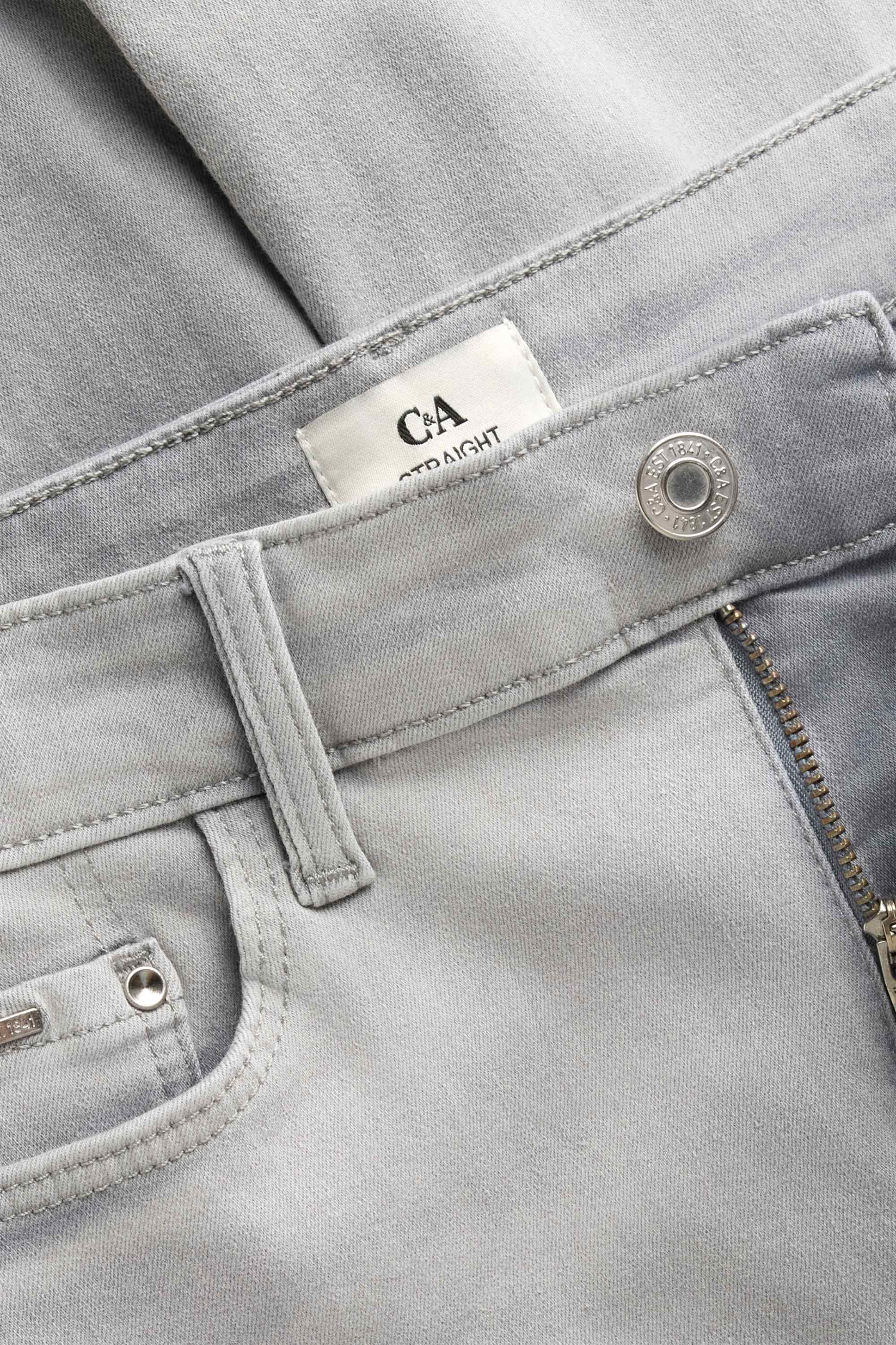 Cropped straight jeans - mid-rise waist - LYCRA® denim-light gray