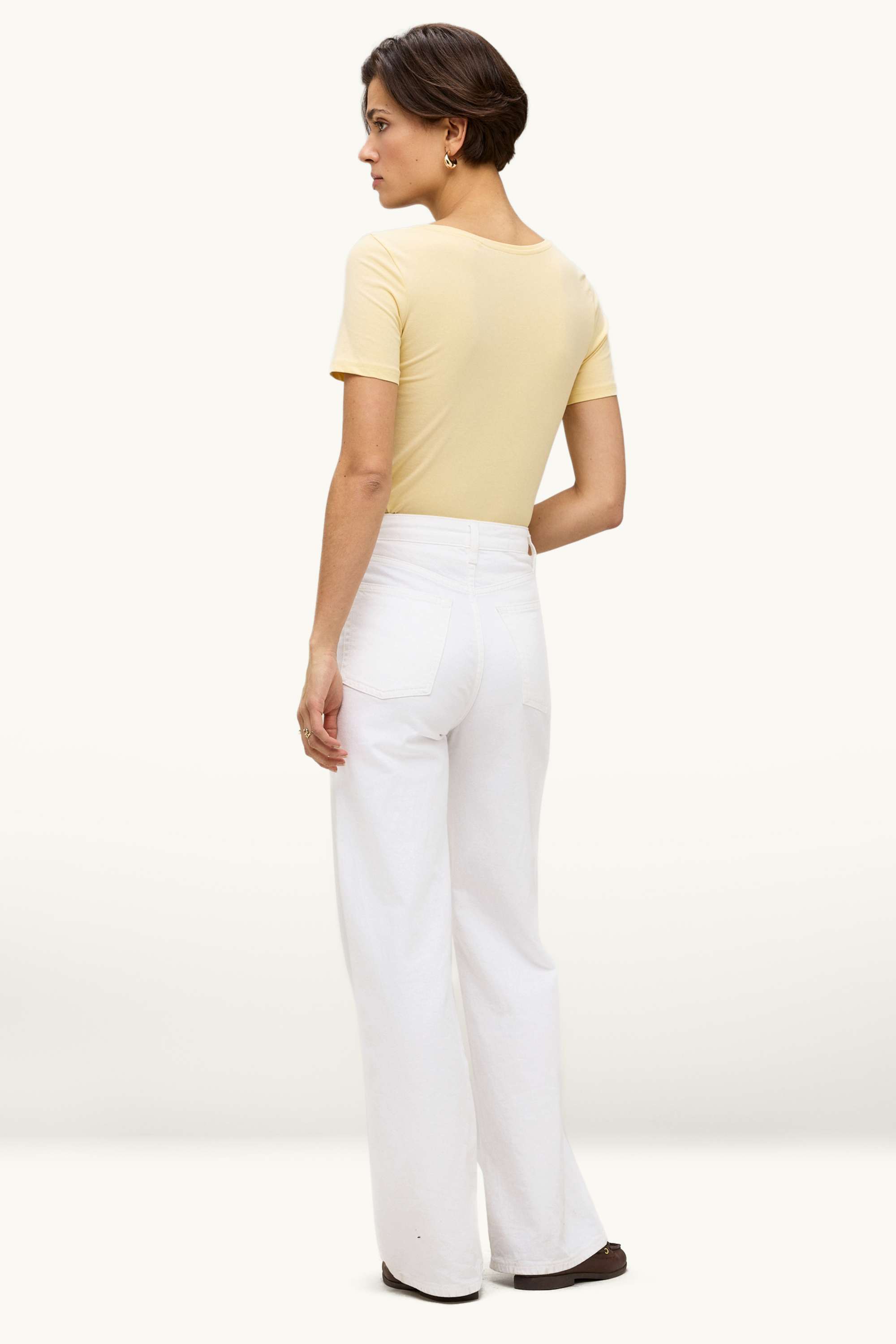 Wide leg jeans - high waist white
