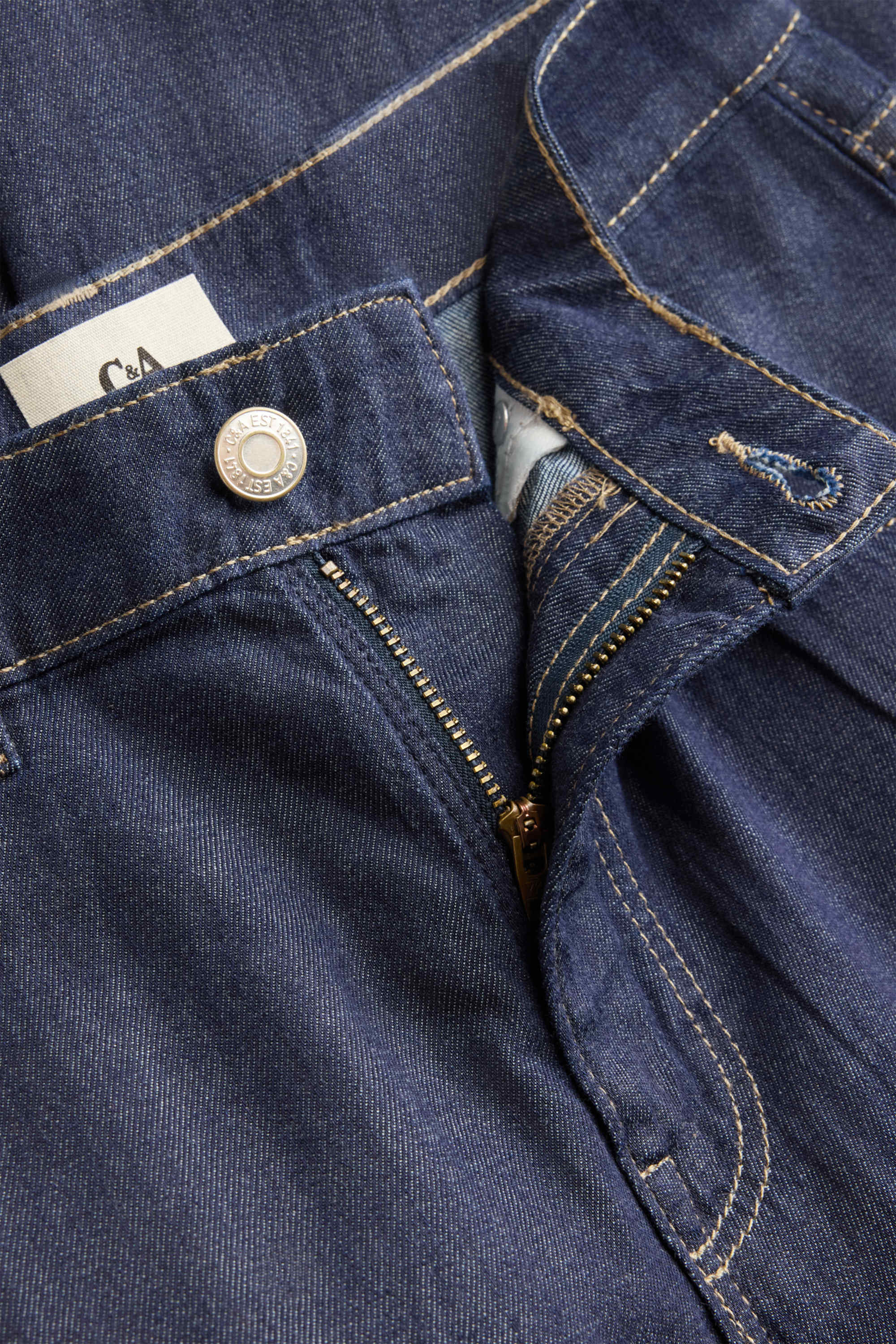 Cropped wide leg jeans - mid-rise waist denim-dark blue