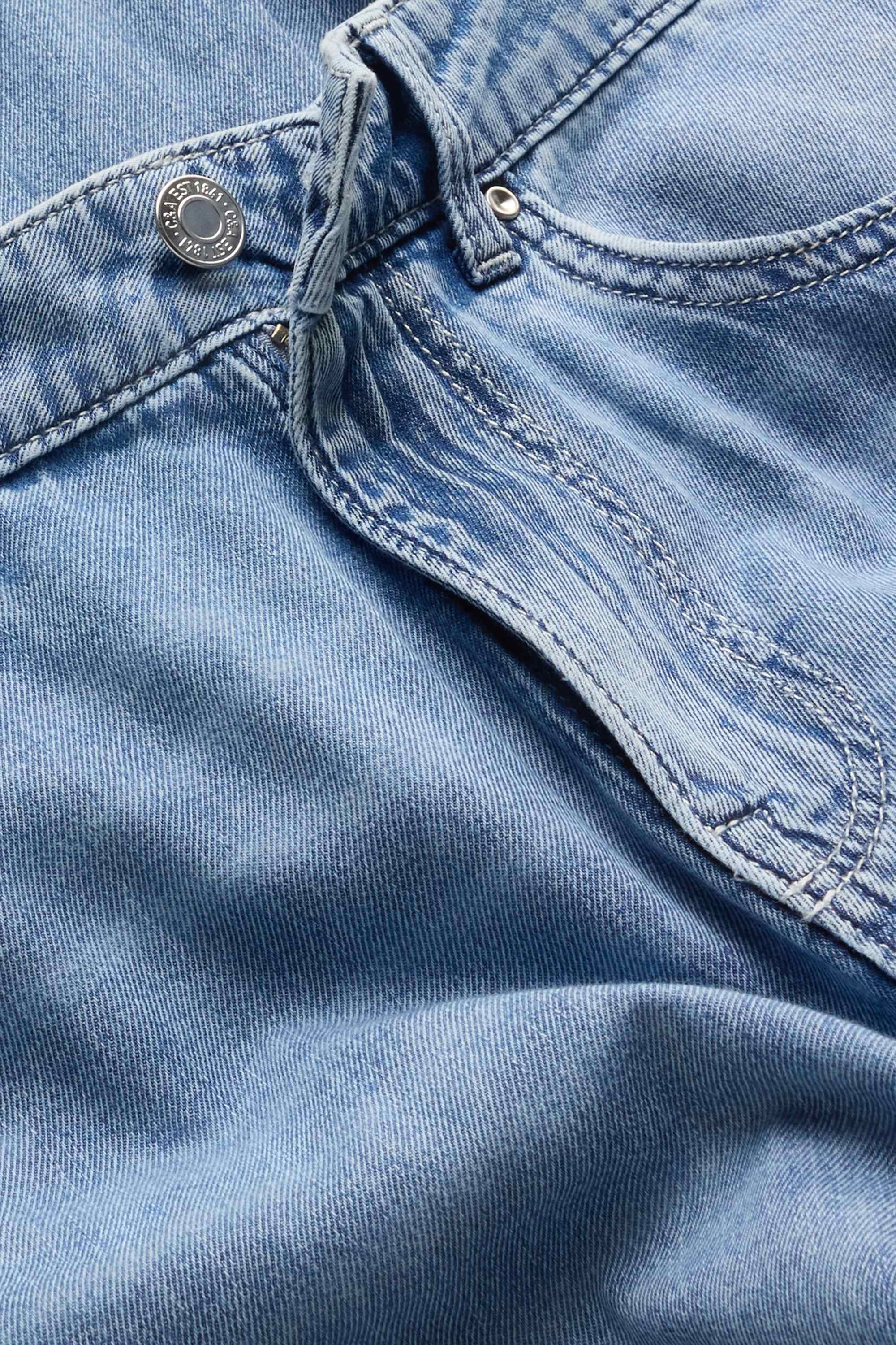 Cropped wide leg jeans - mid-rise waist blue denim