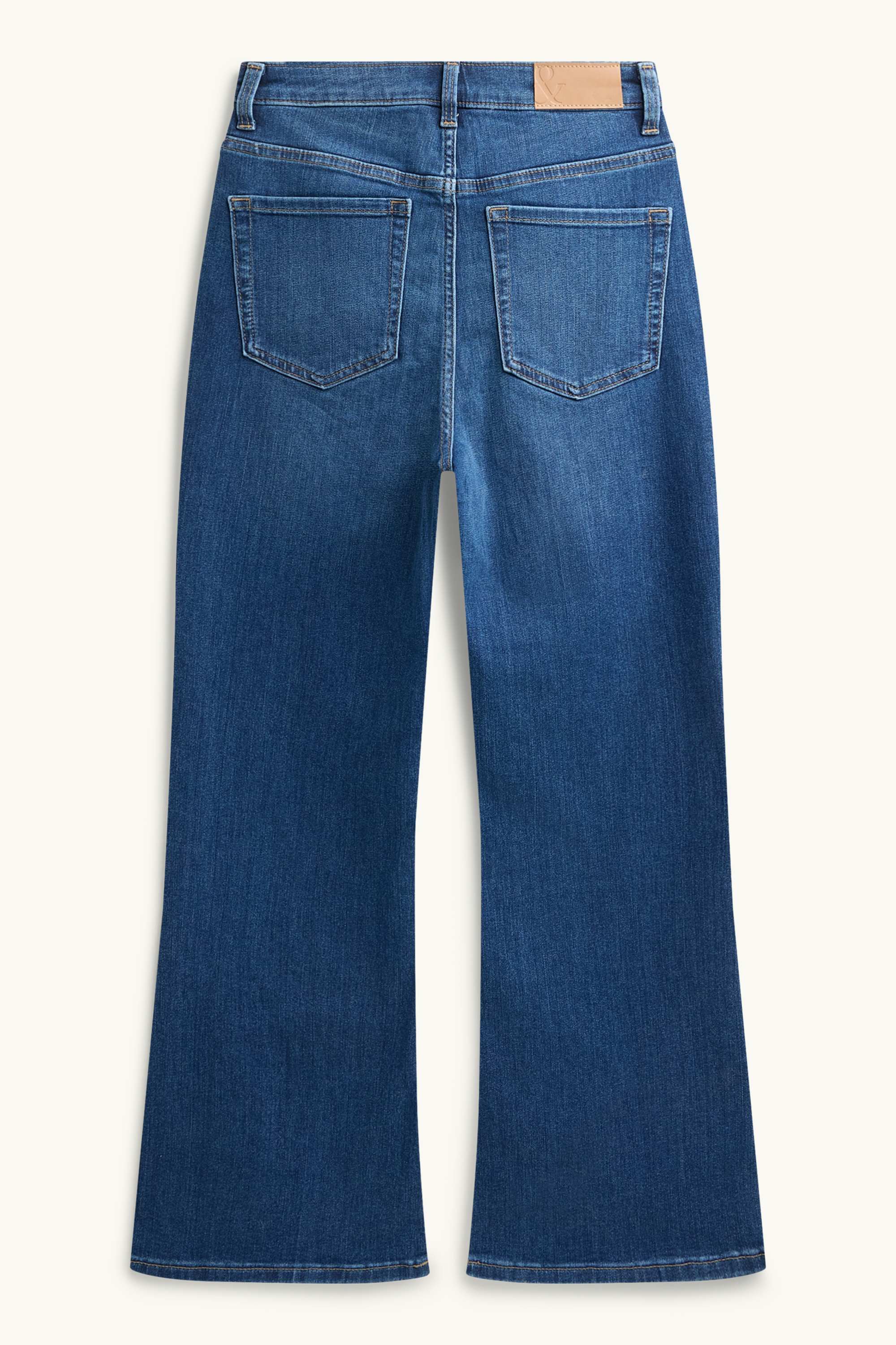 Cropped flared jeans - high waist denim-dark blue