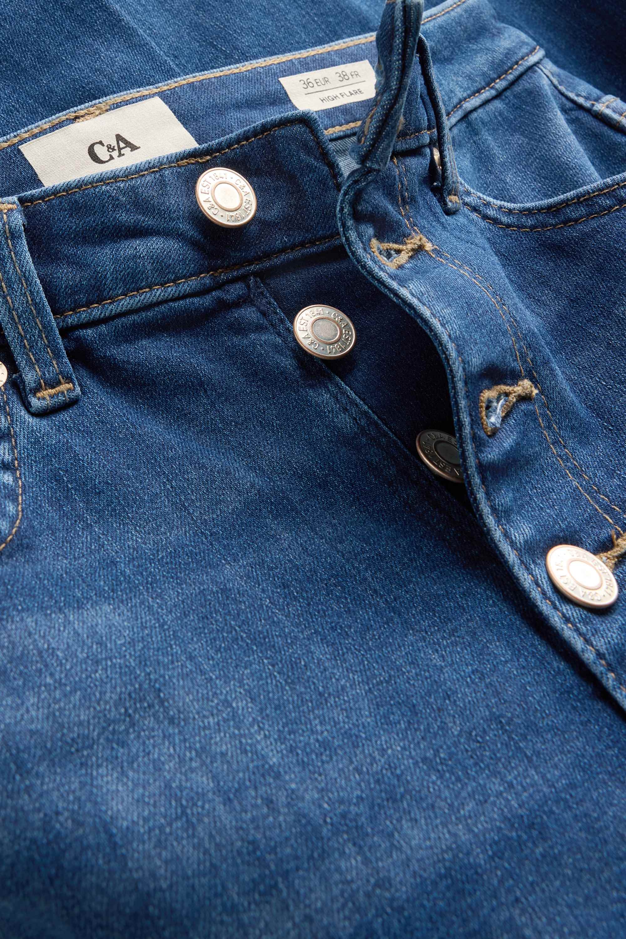 Cropped flared jeans - high waist denim-dark blue