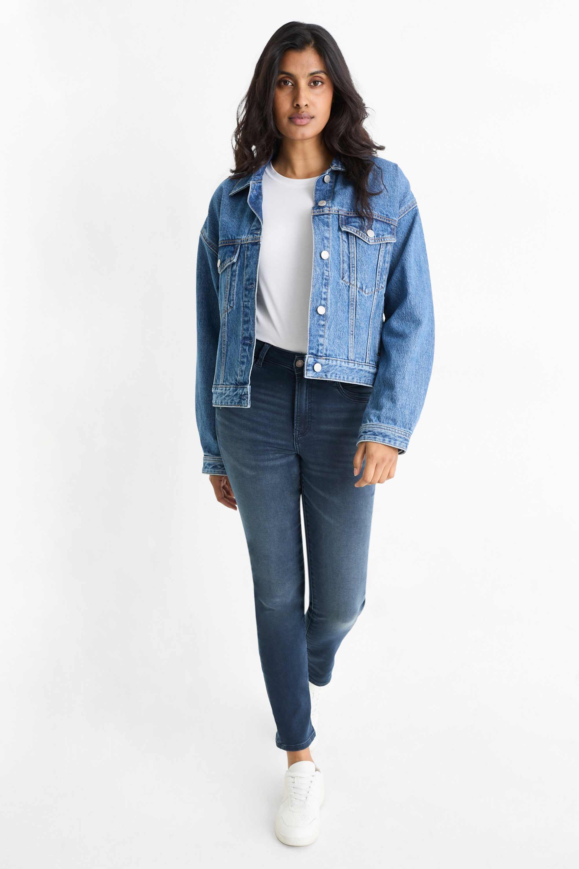 Slim jeans - mid-rise waist dark blue