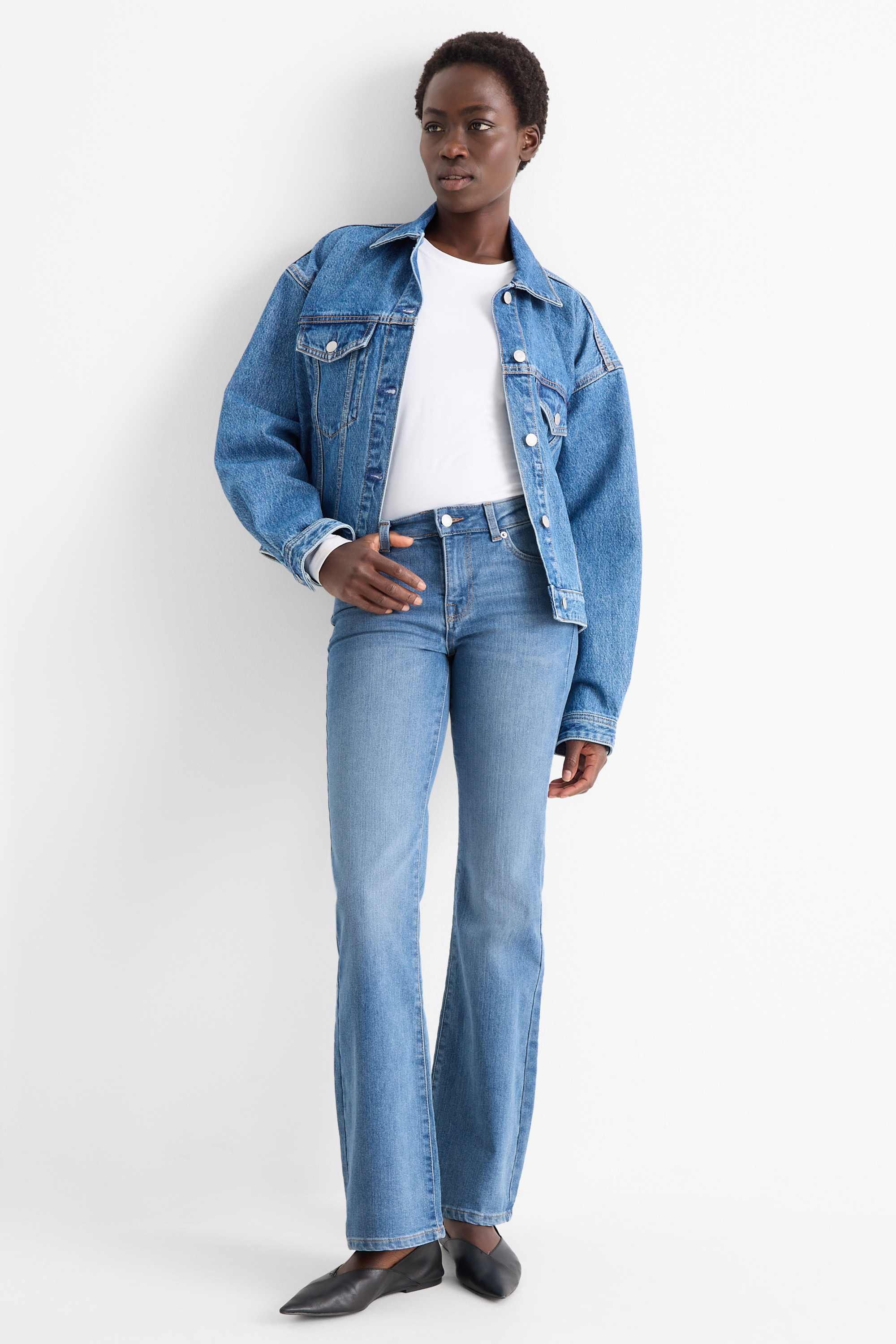 Bootcut jeans - low-rise waist denim-light blue