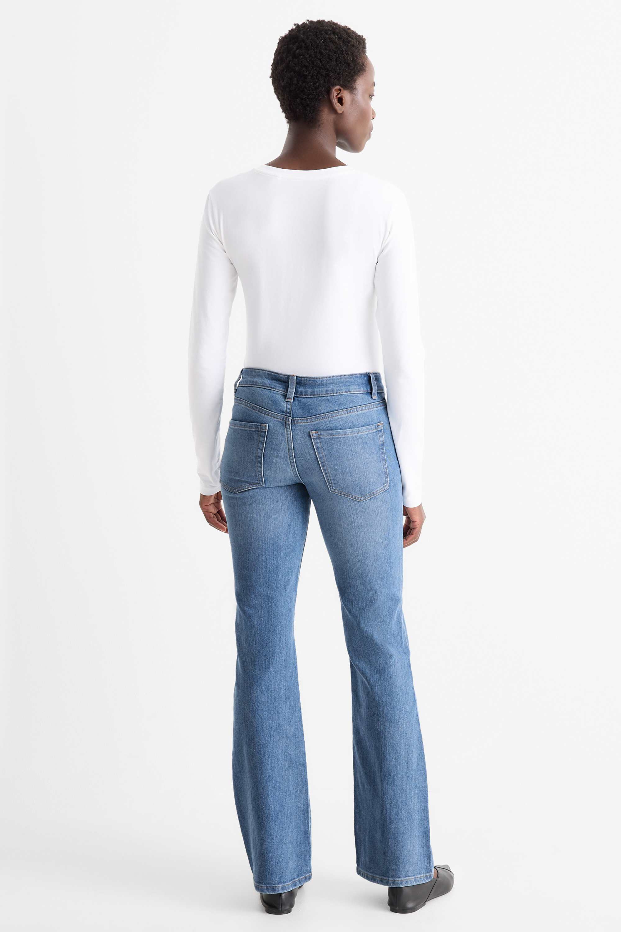 Bootcut jeans - low-rise waist denim-light blue