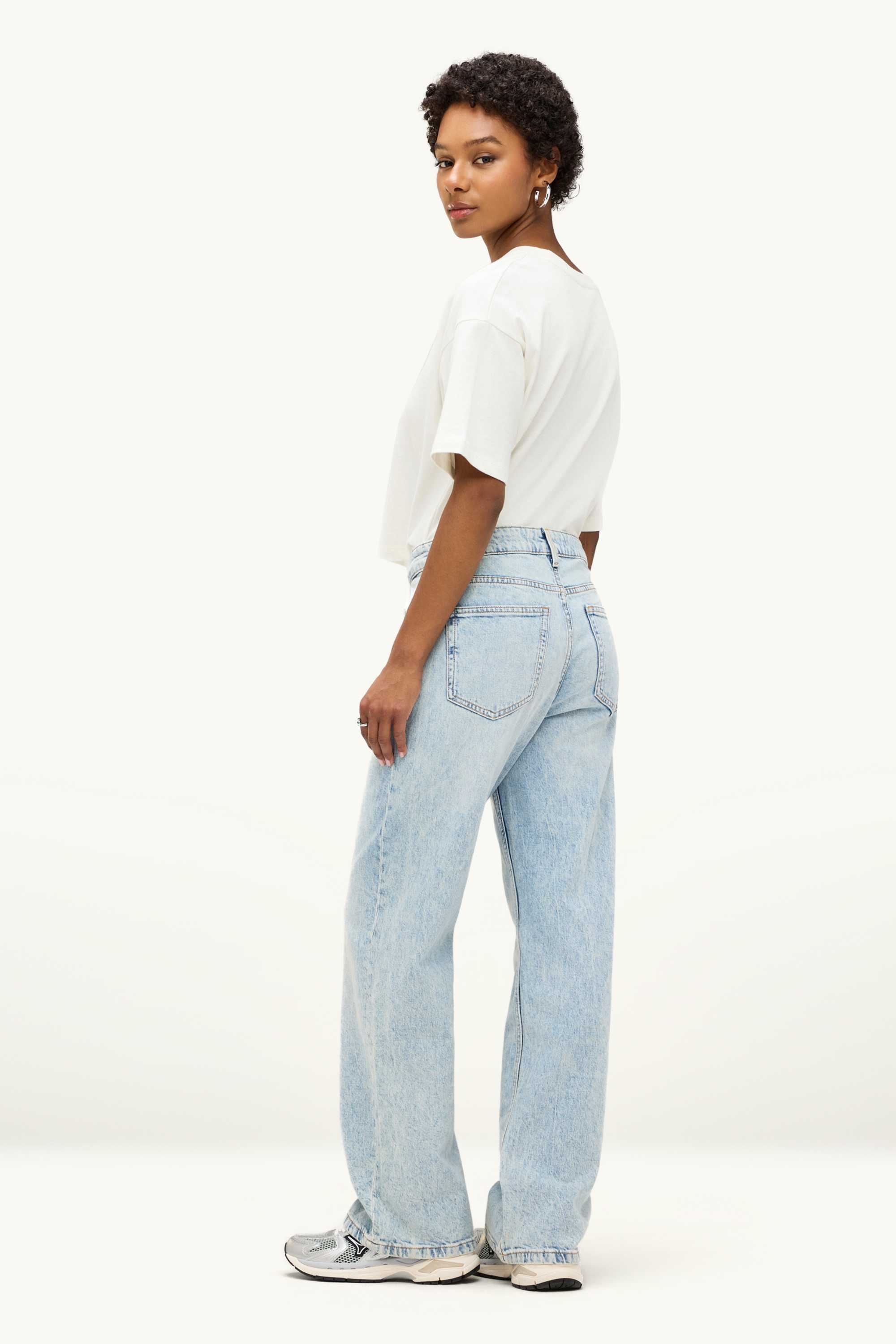 Baggy jeans - mid-rise waist denim-light blue (1)