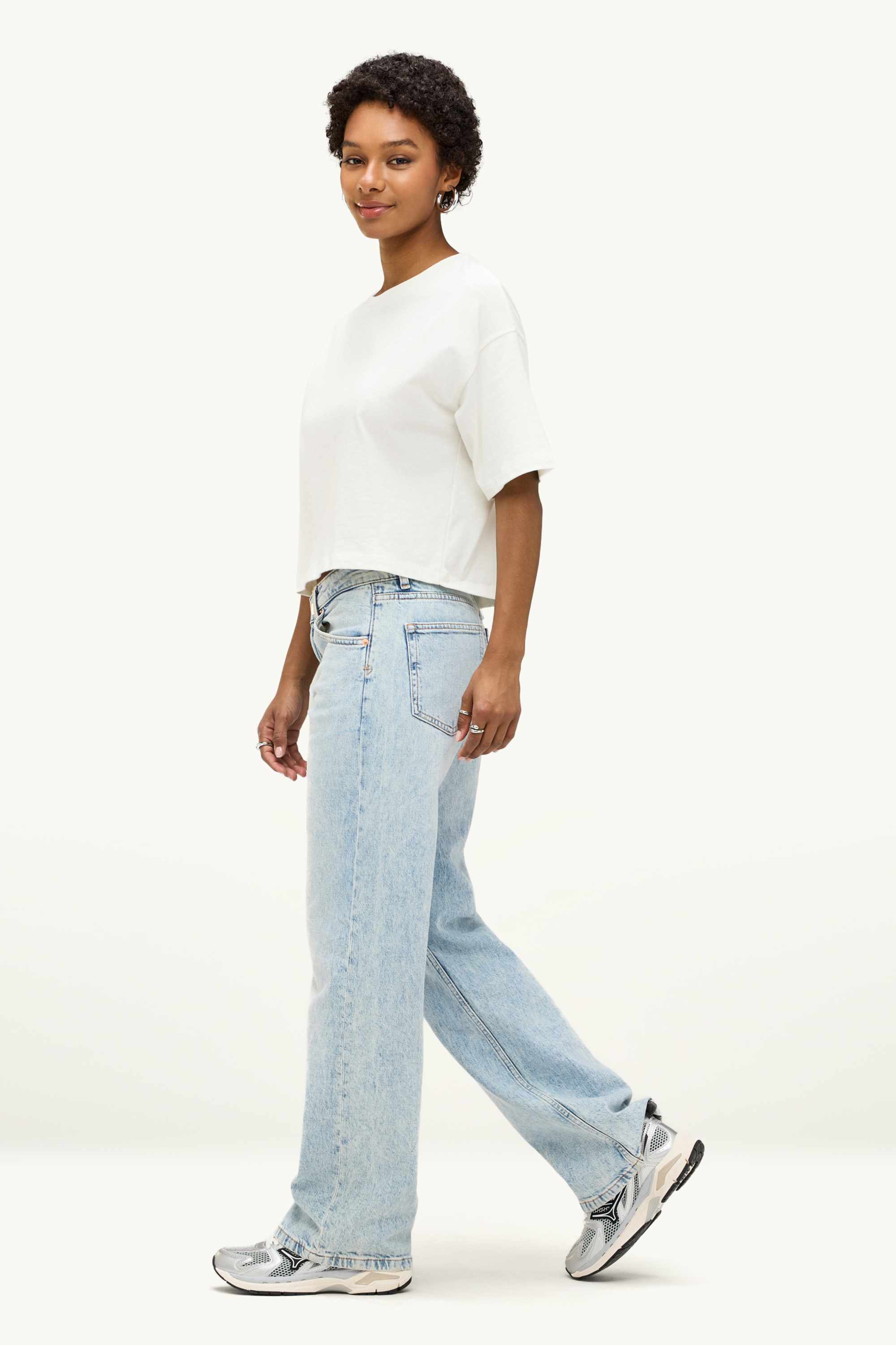 Baggy jeans - mid-rise waist denim-light blue (1)