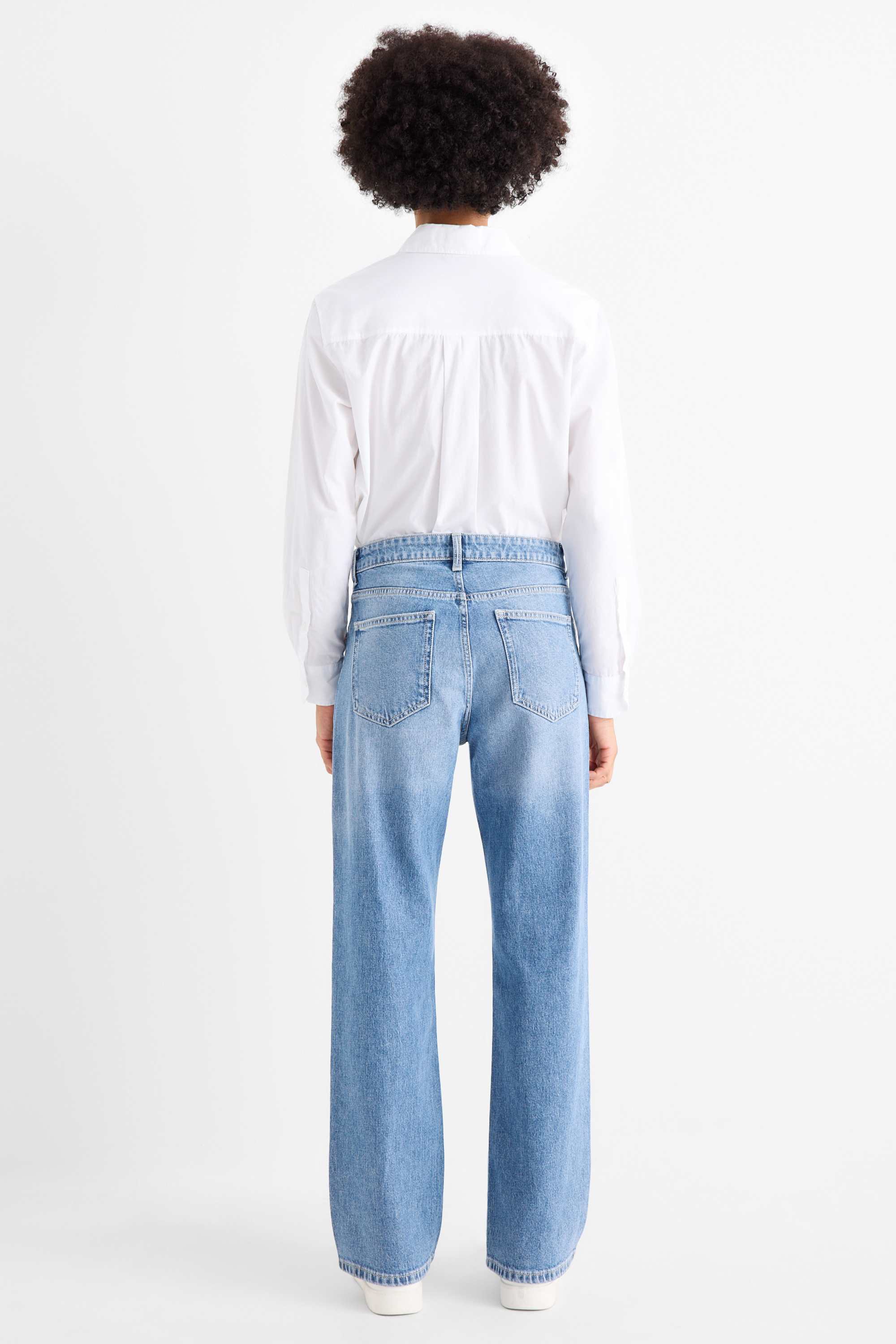 Baggy jeans - mid-rise waist denim-light blue (4)