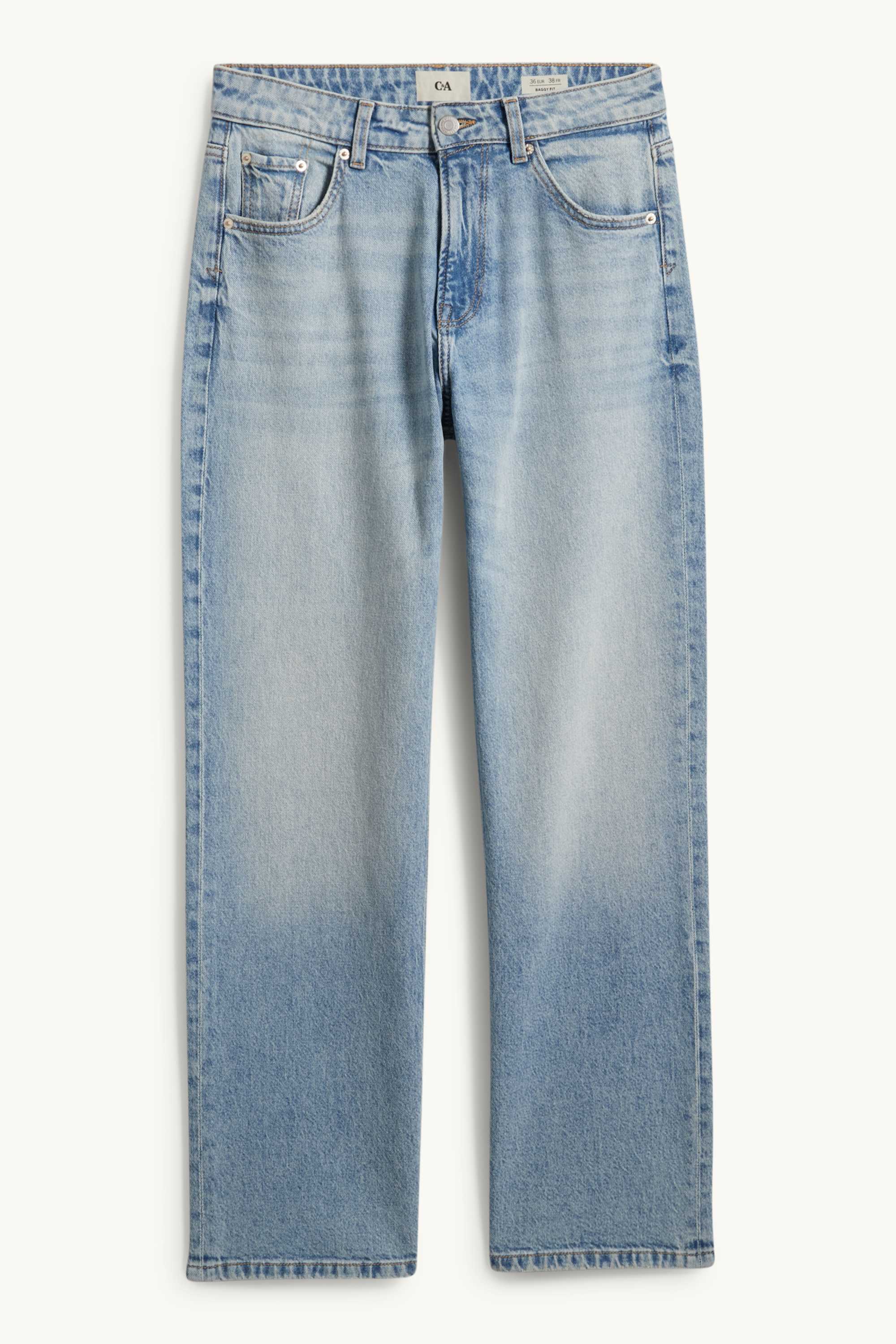 Baggy jeans - mid-rise waist denim-light blue (5)