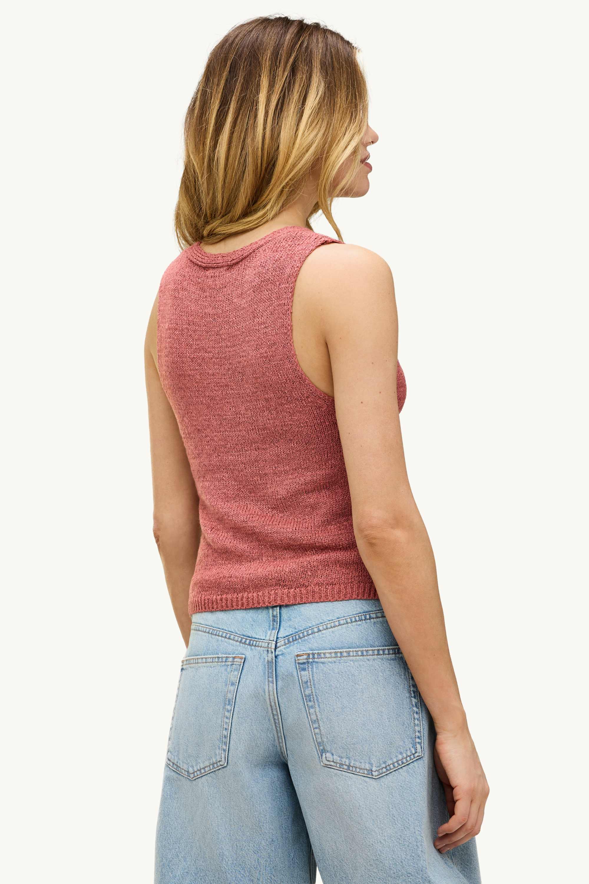 Knitted waistcoat - skinny rib terracotta