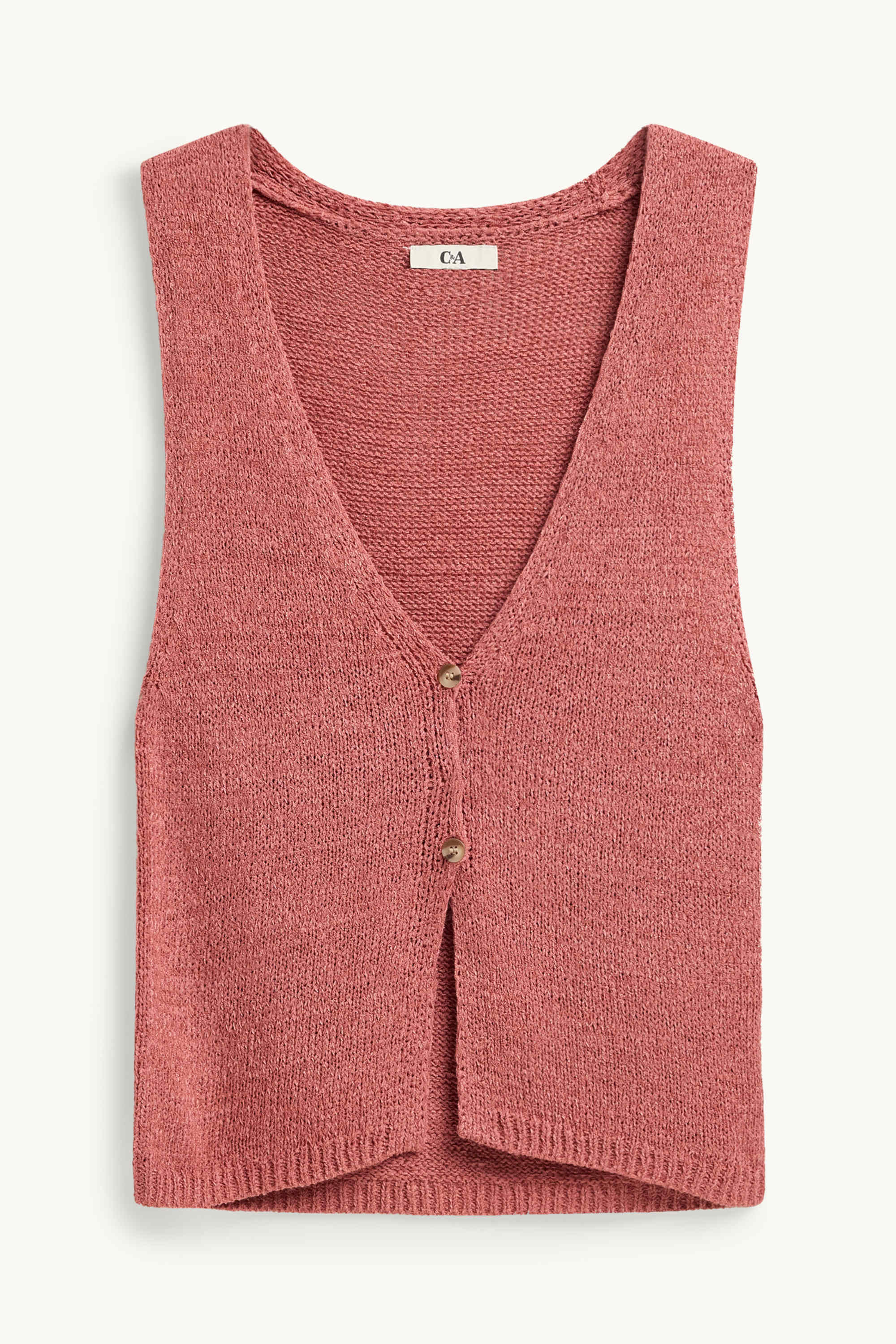 Knitted waistcoat - skinny rib terracotta