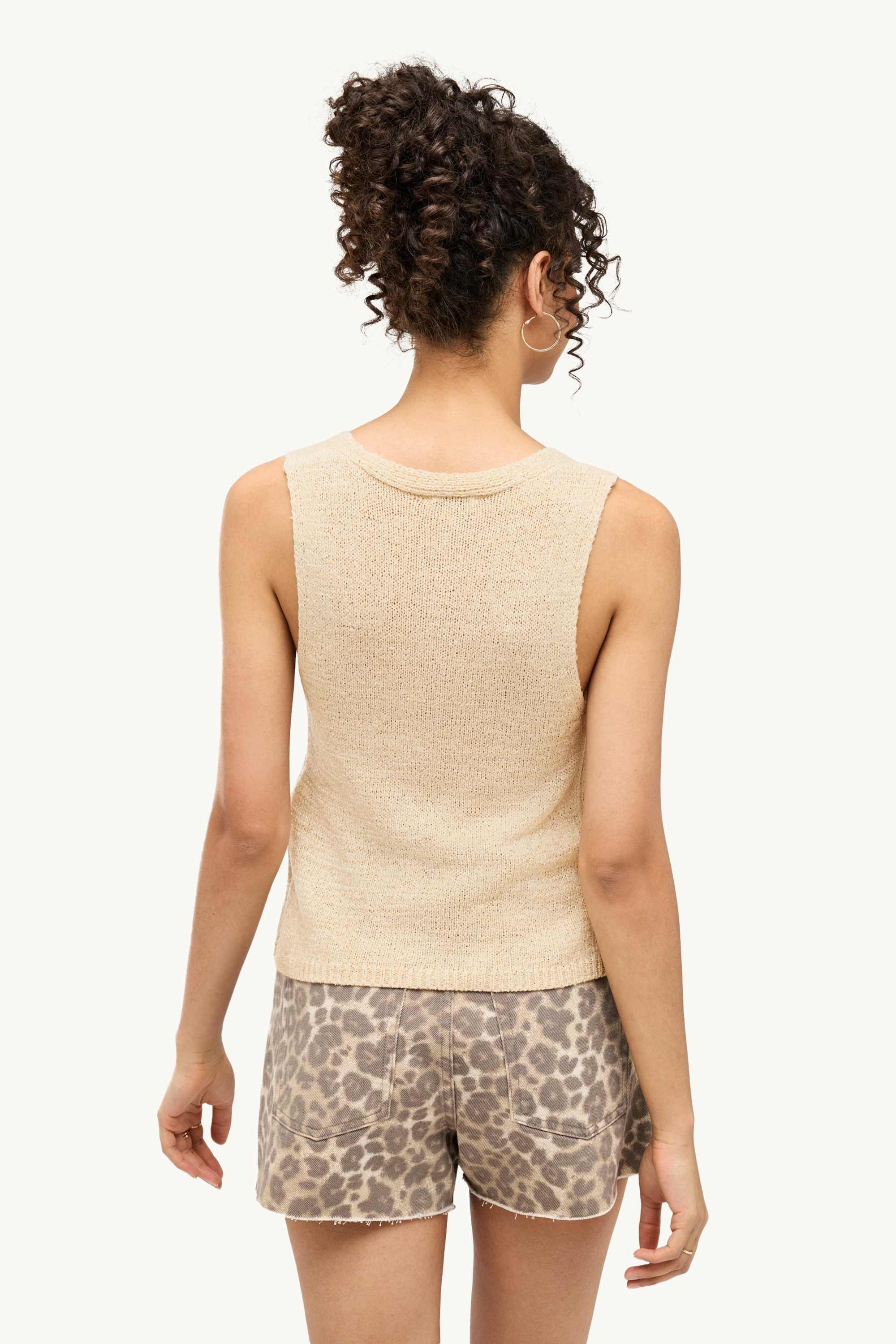 Knitted waistcoat - skinny rib light beige