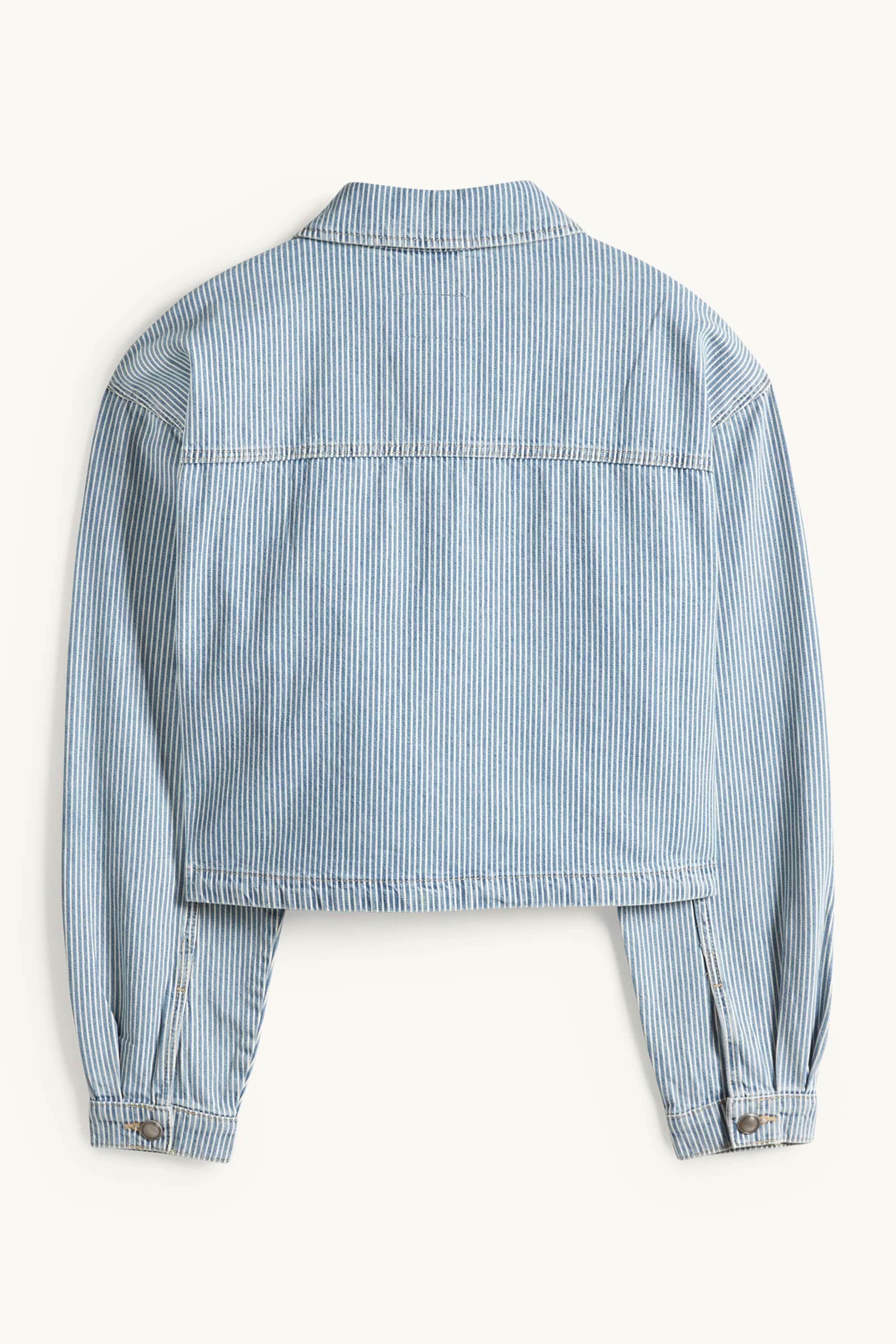 Denim shirt blouse - striped white / blue