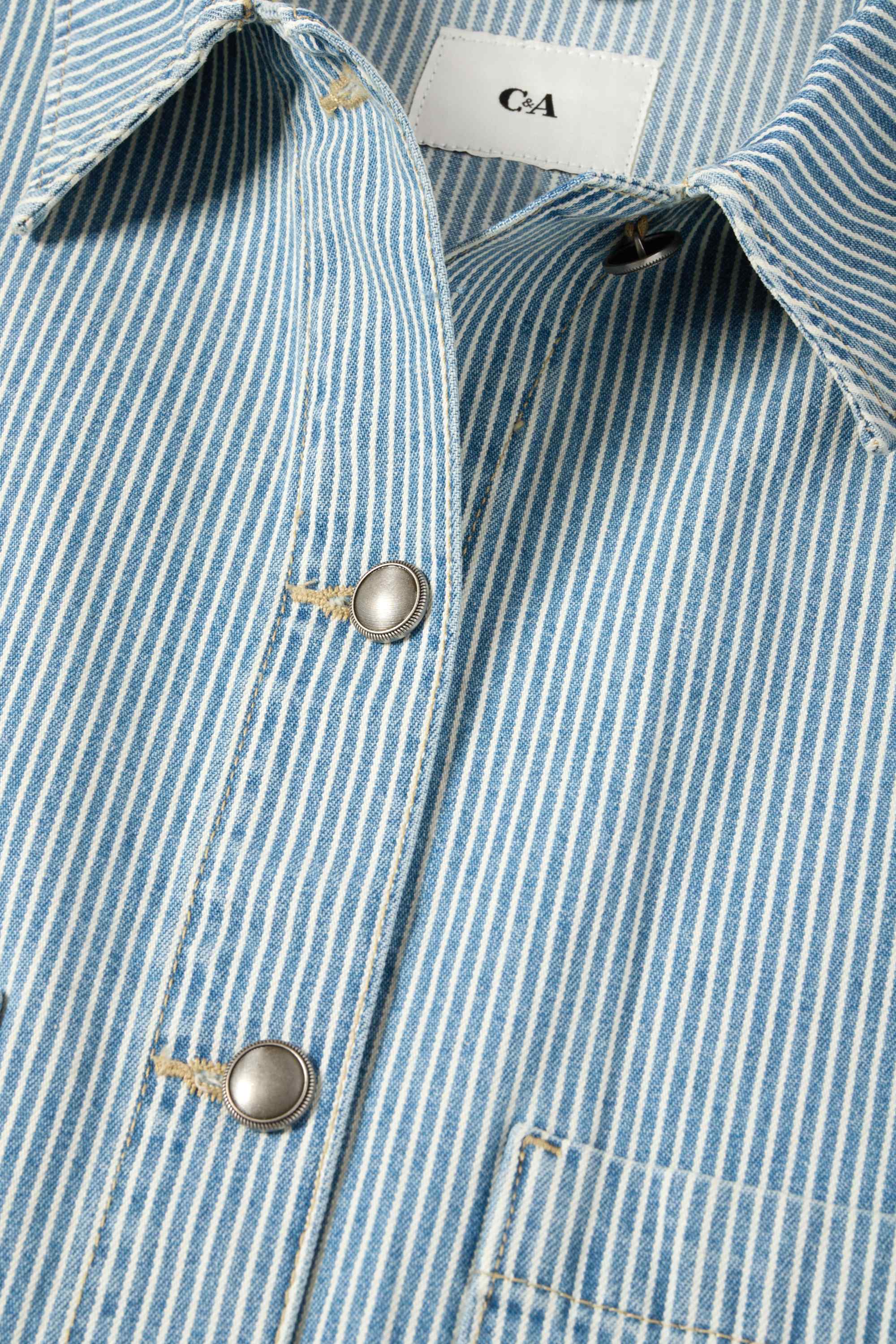 Denim shirt blouse - striped white / blue