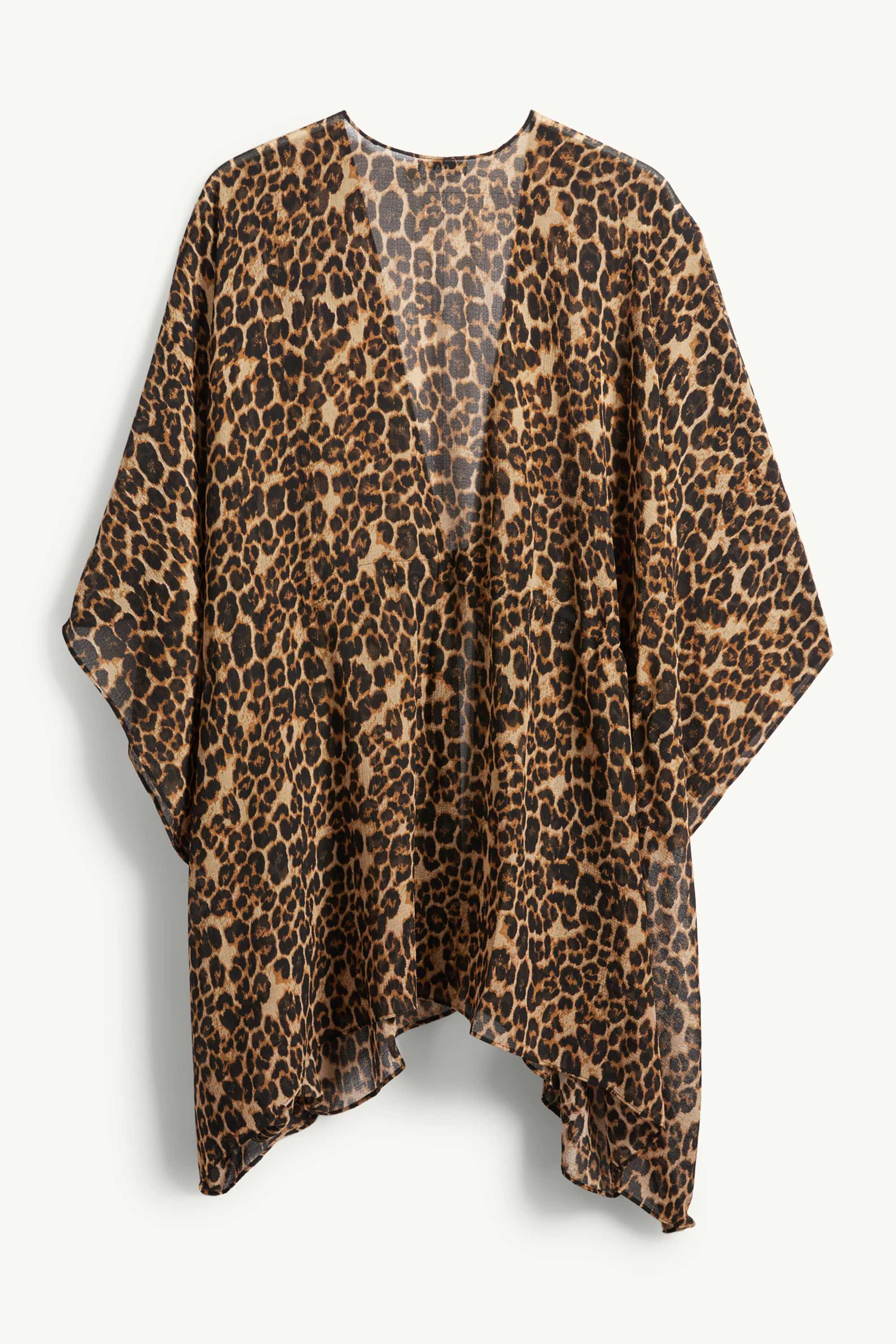 Kimono - leopard print - textured black / beige