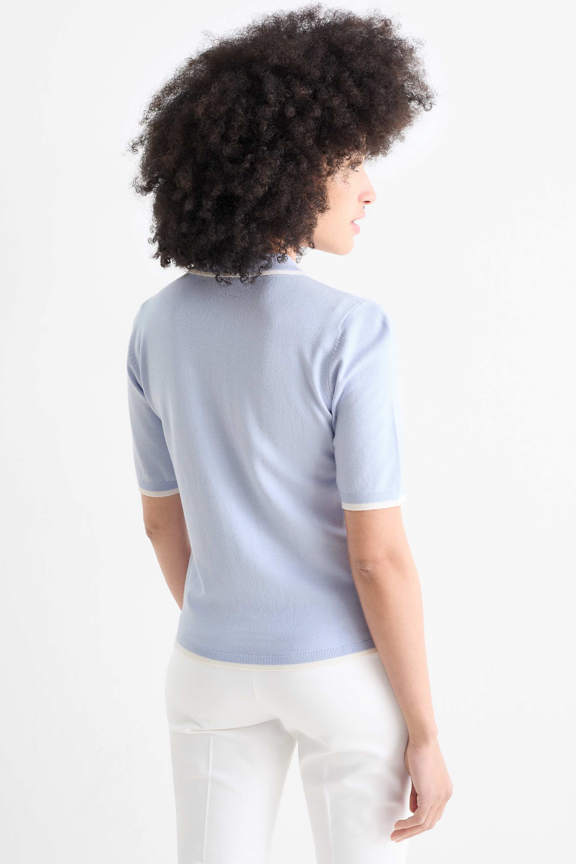Knitted jumper - short sleeve light blue