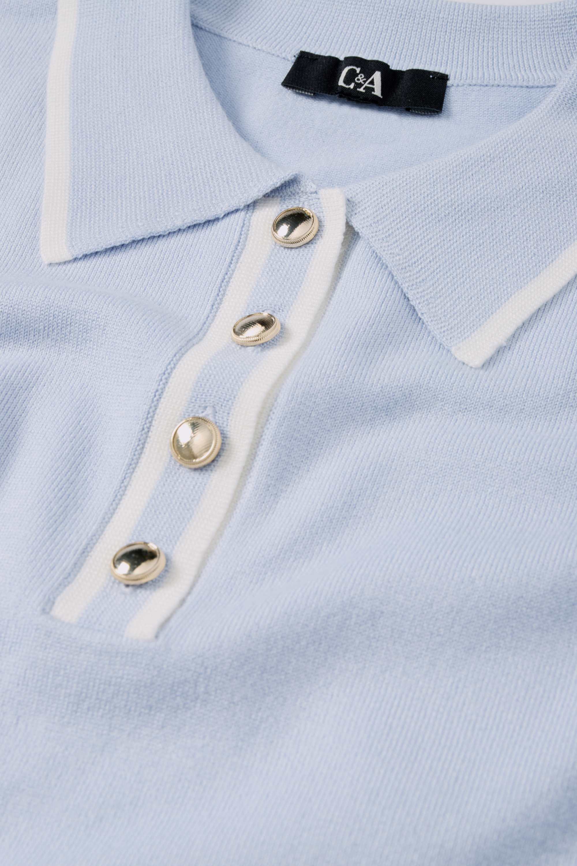 Knitted jumper - short sleeve light blue