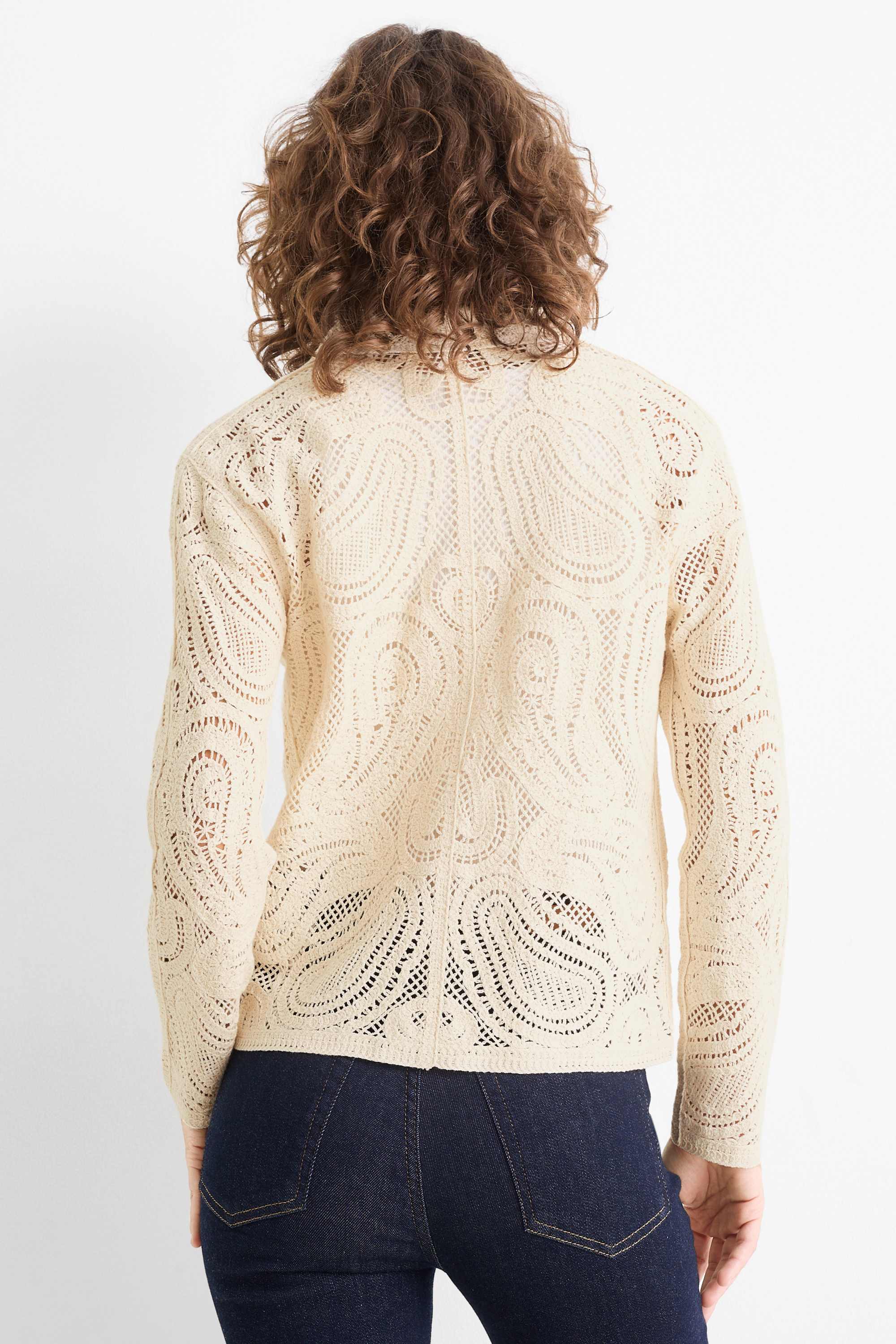 Crocheted cardigan cremewhite