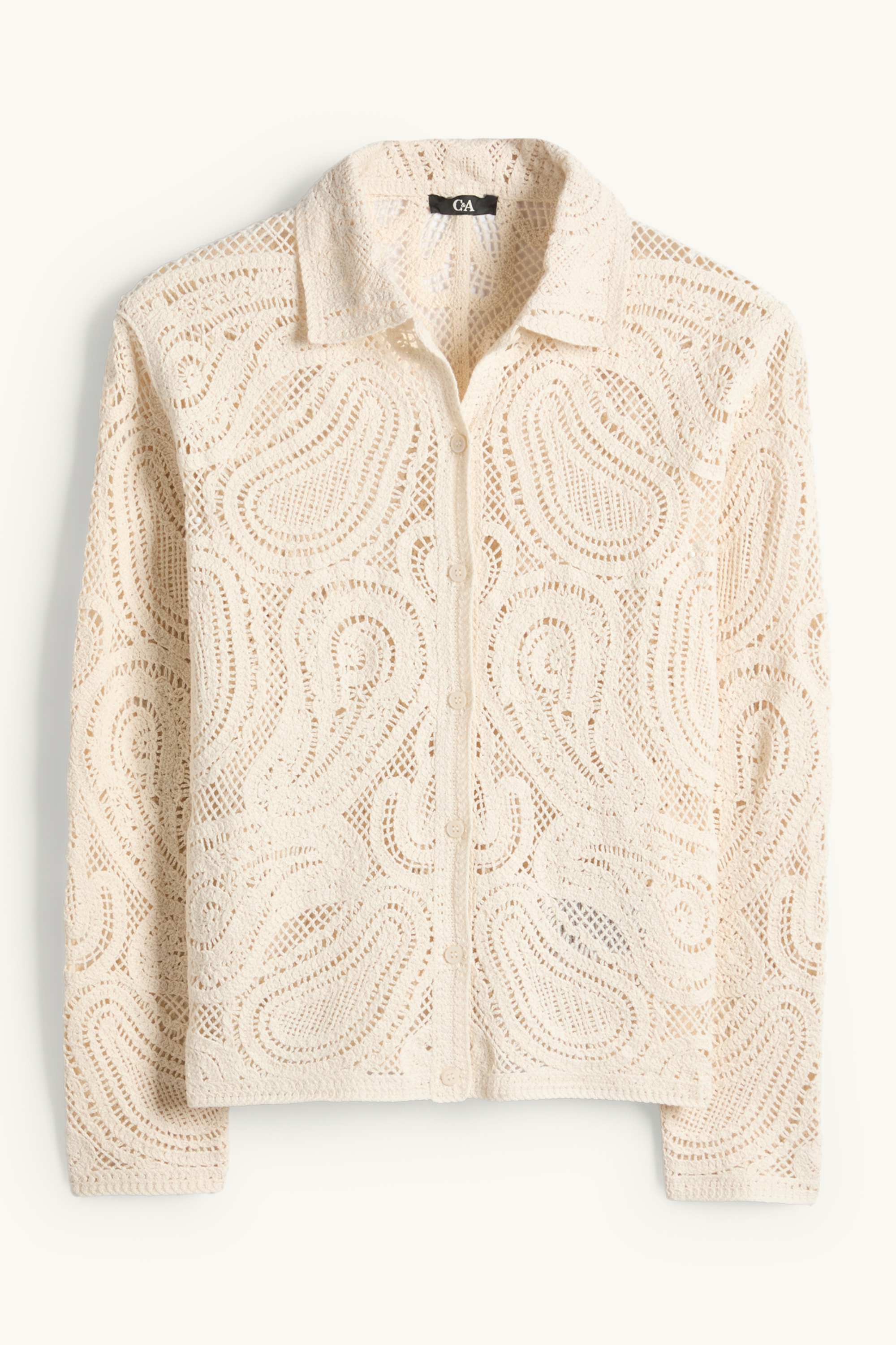 Crocheted cardigan cremewhite