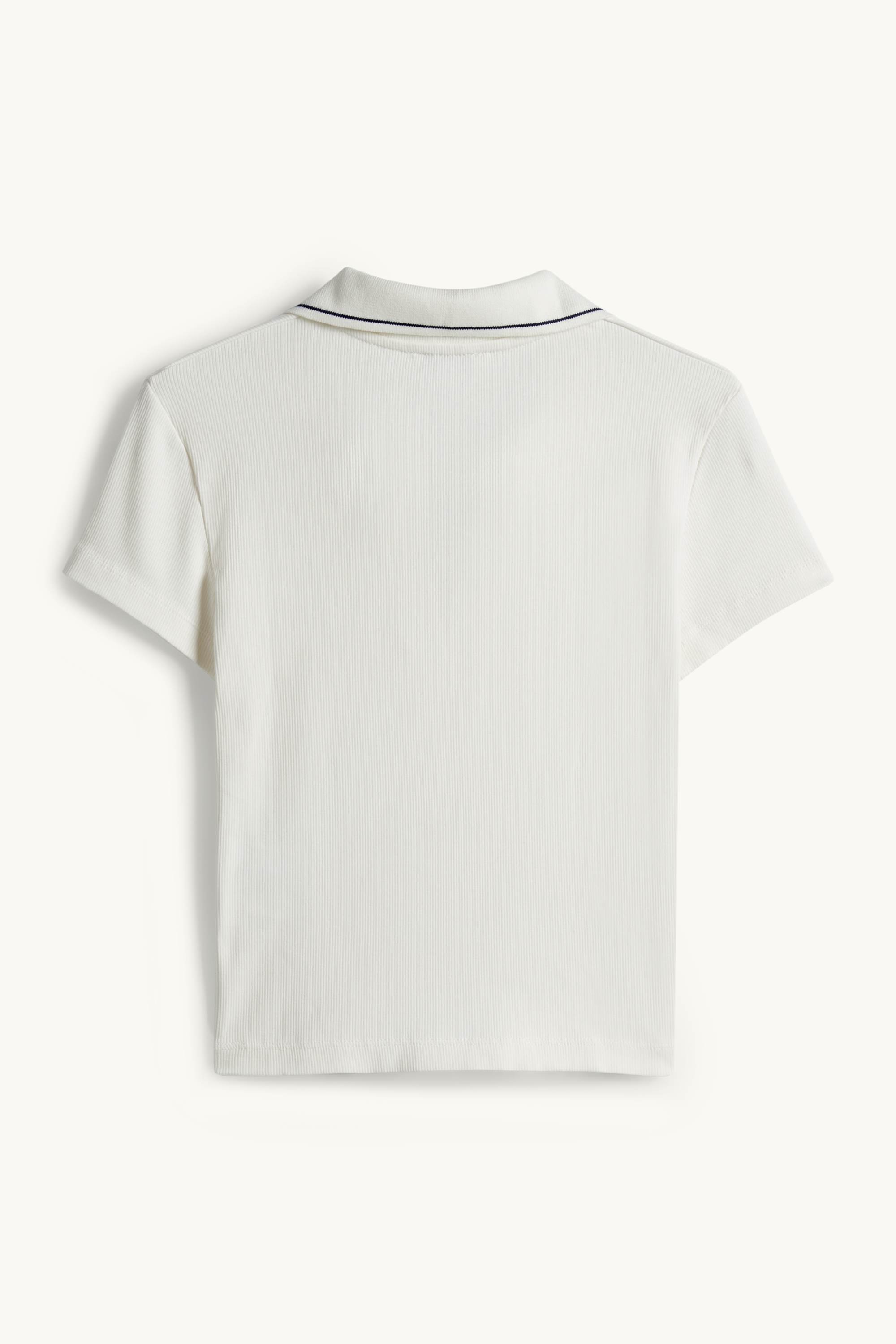 Cropped polo shirt - slim fit - ribbed cremewhite
