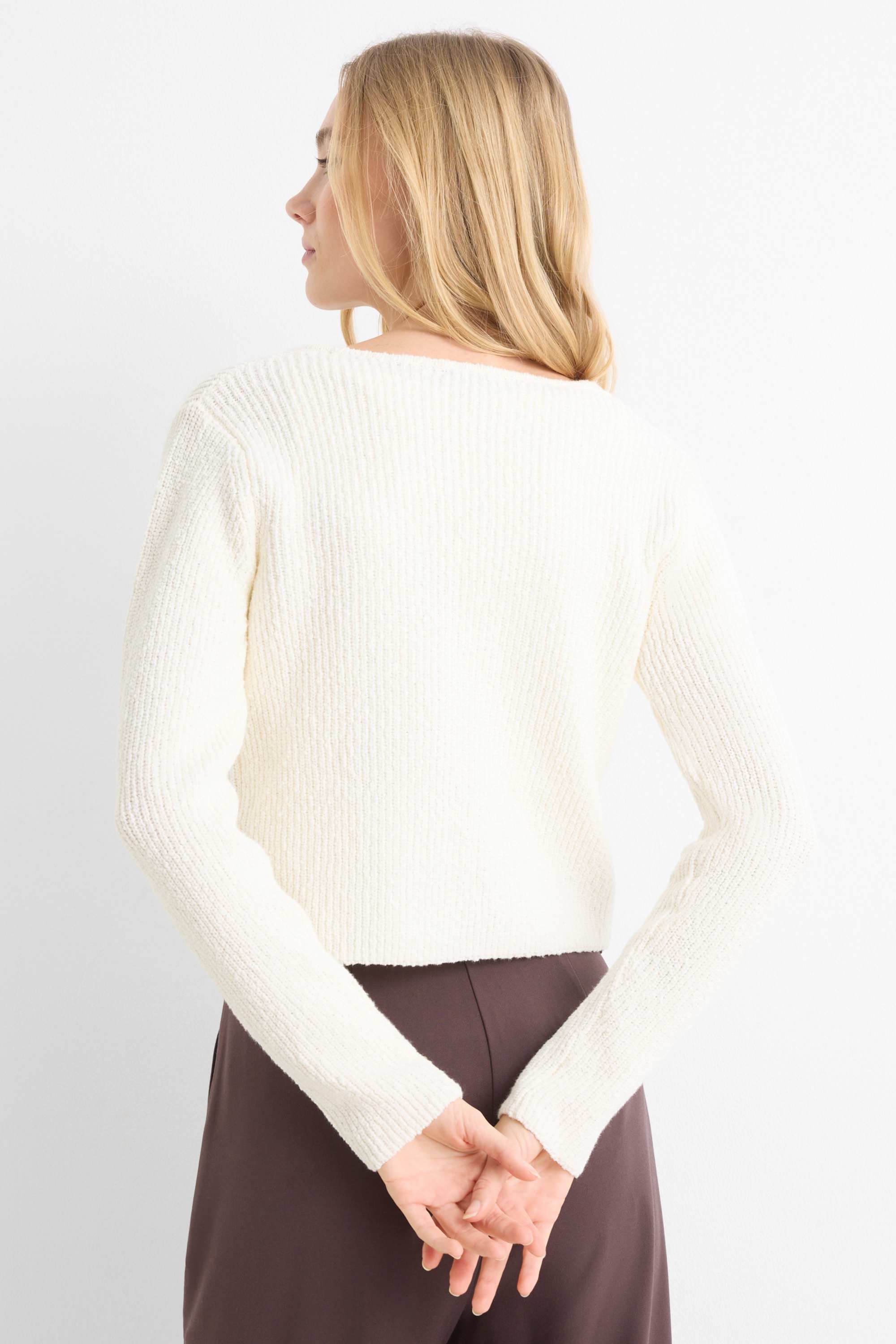 Cardigan - ribbed cremewhite