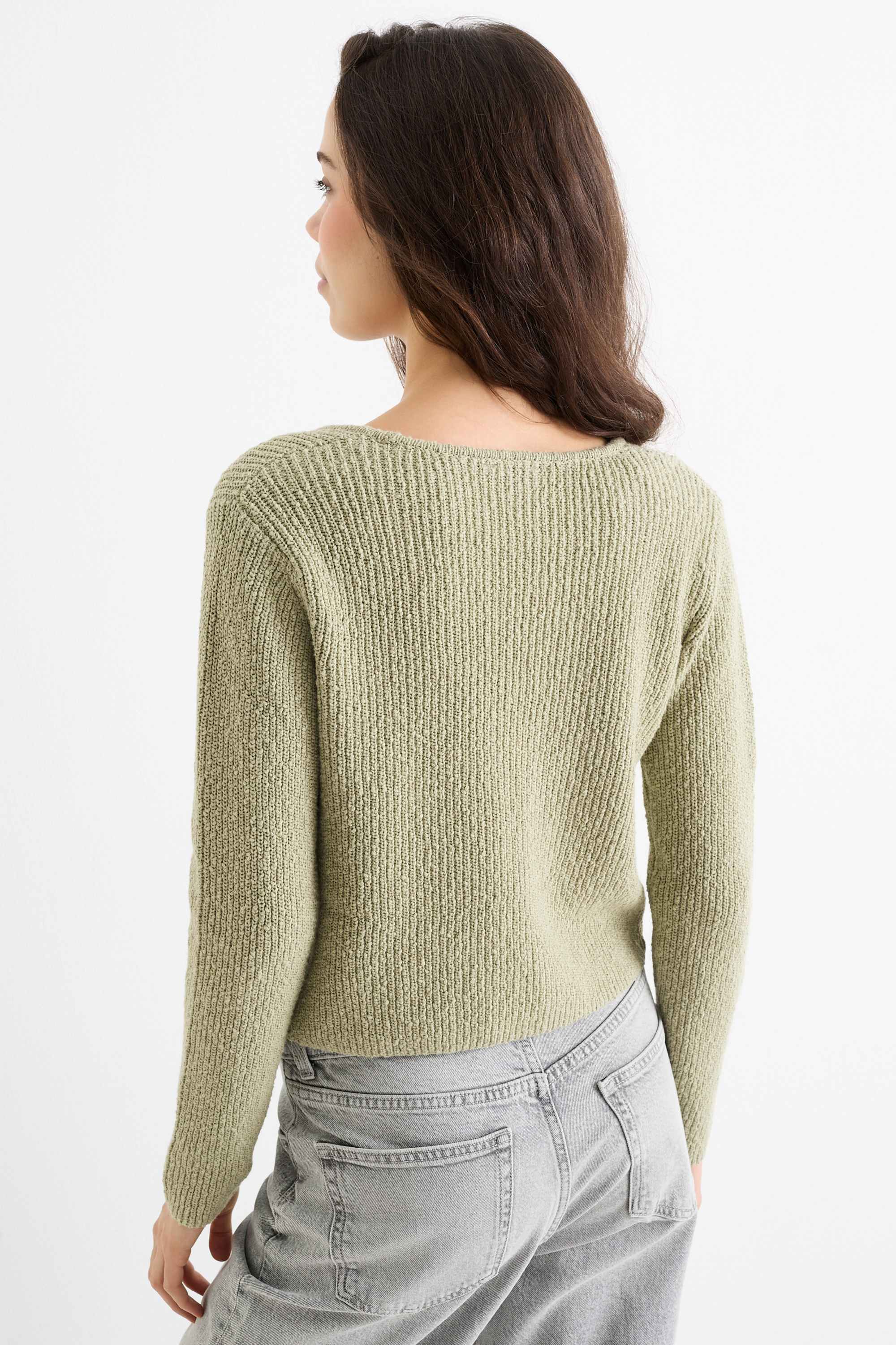 Cardigan - ribbed light green