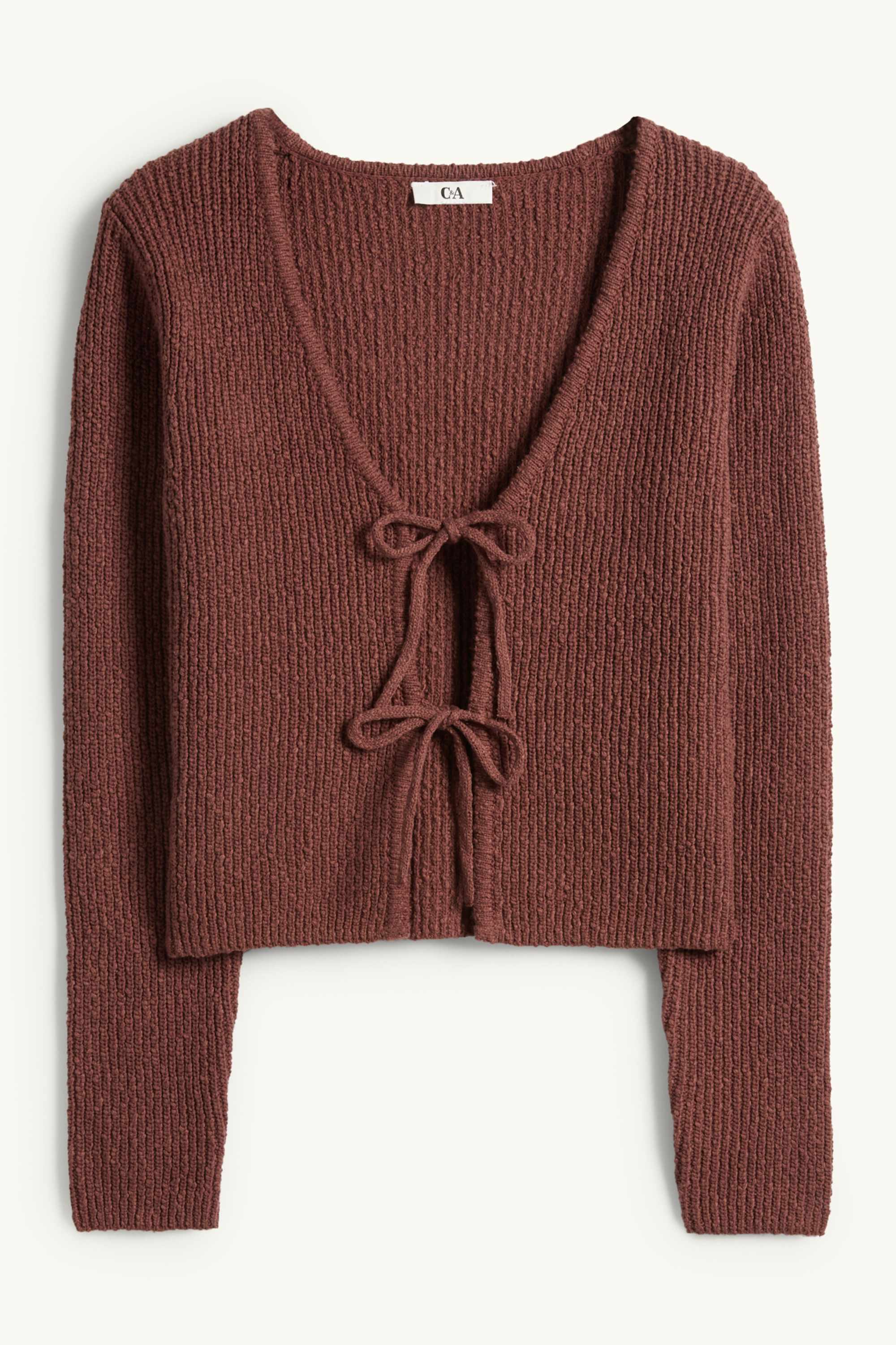 Cardigan - ribbed dark brown