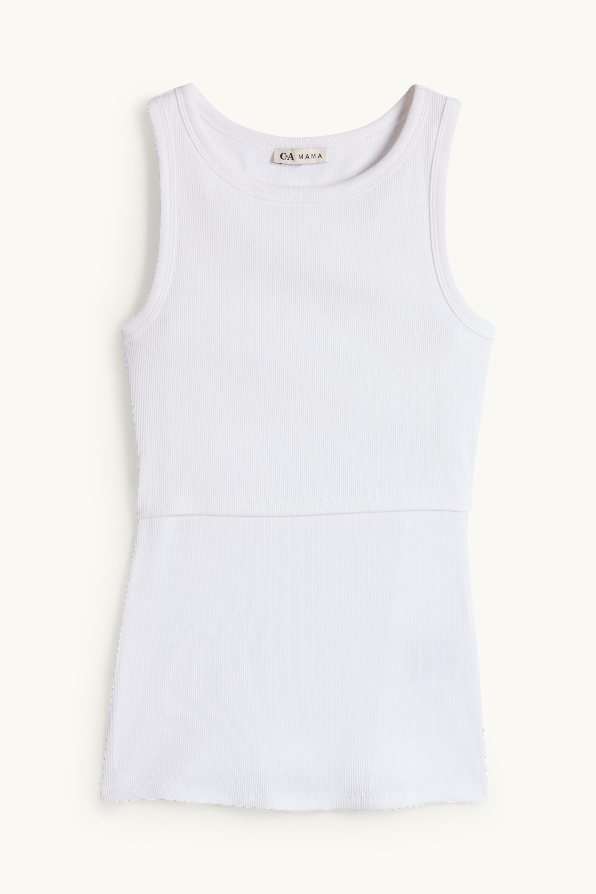Nursing top - ribbed white