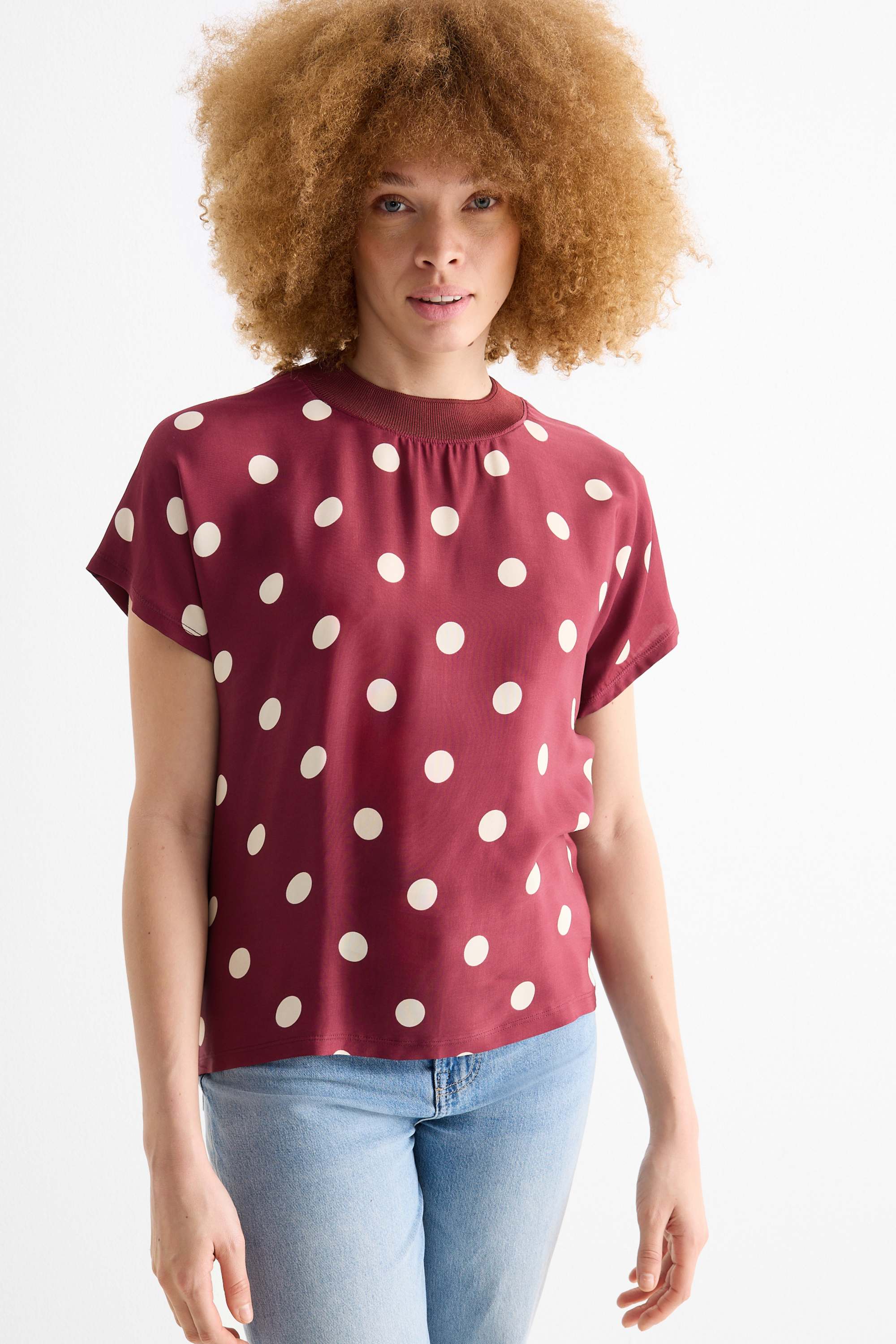 T-shirt - relaxed fit - polka dot bordeaux