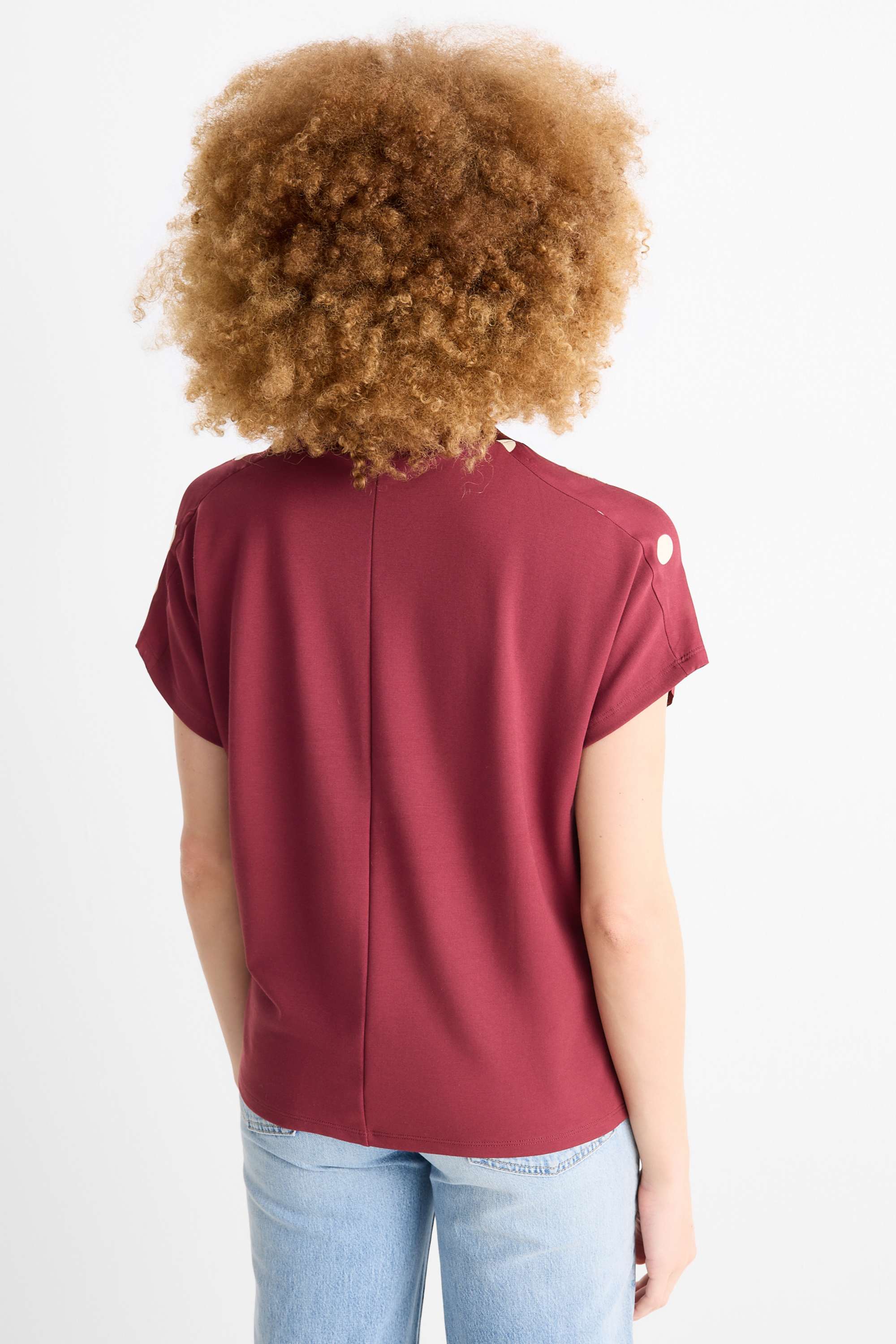 T-shirt - relaxed fit - polka dot bordeaux