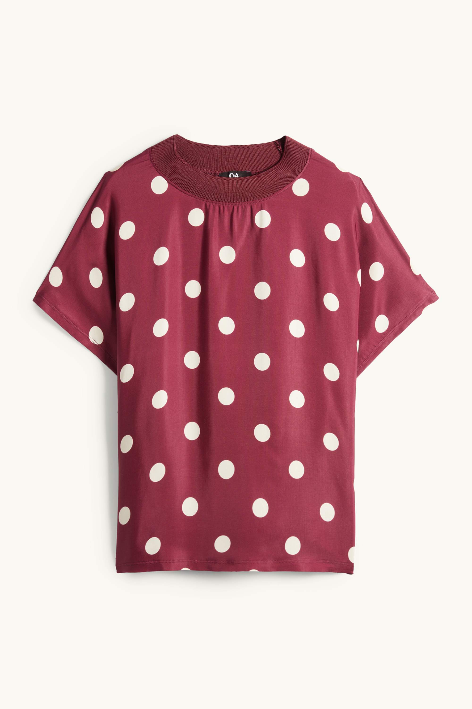 T-shirt - relaxed fit - polka dot bordeaux