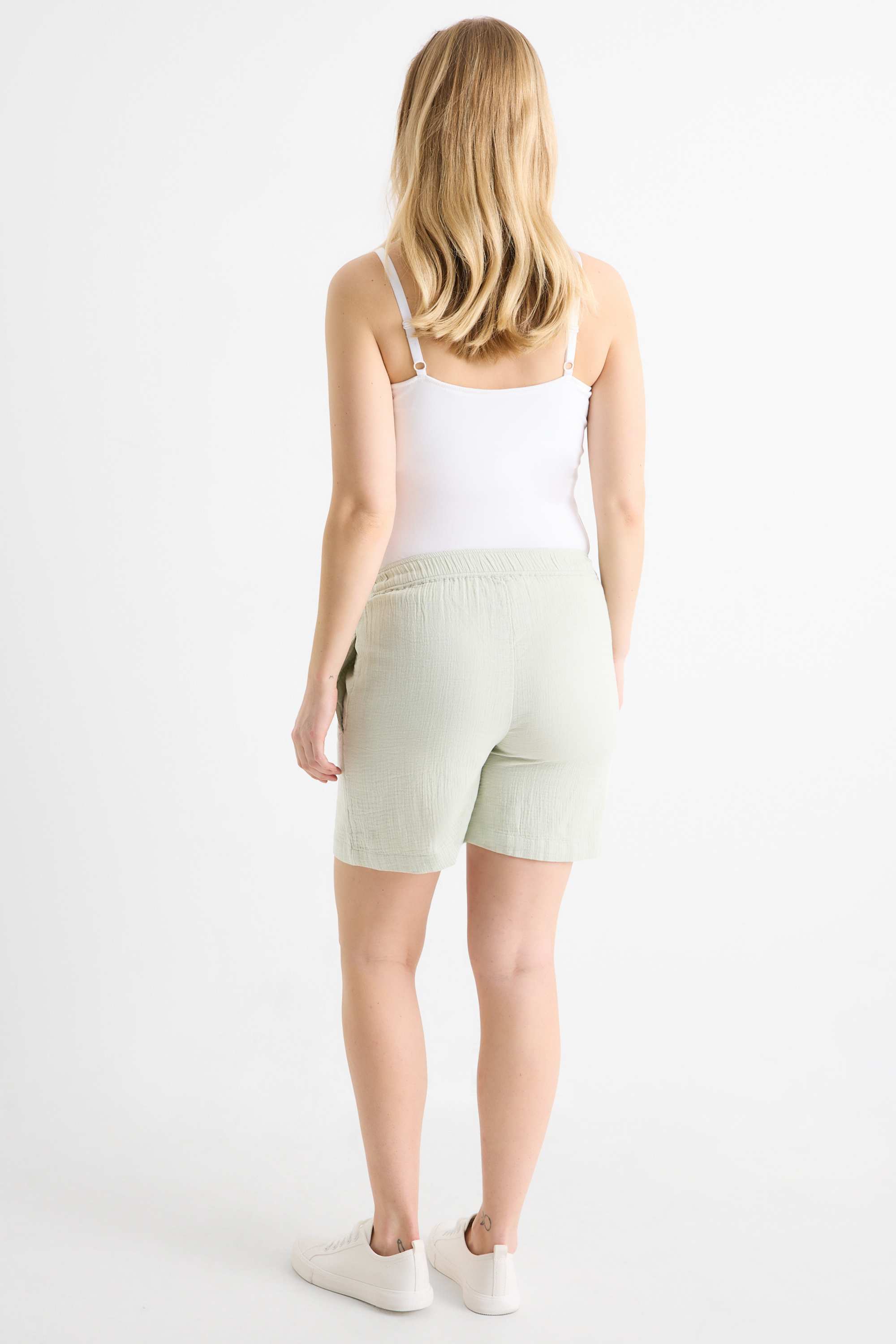 Maternity cheesecloth shorts light green
