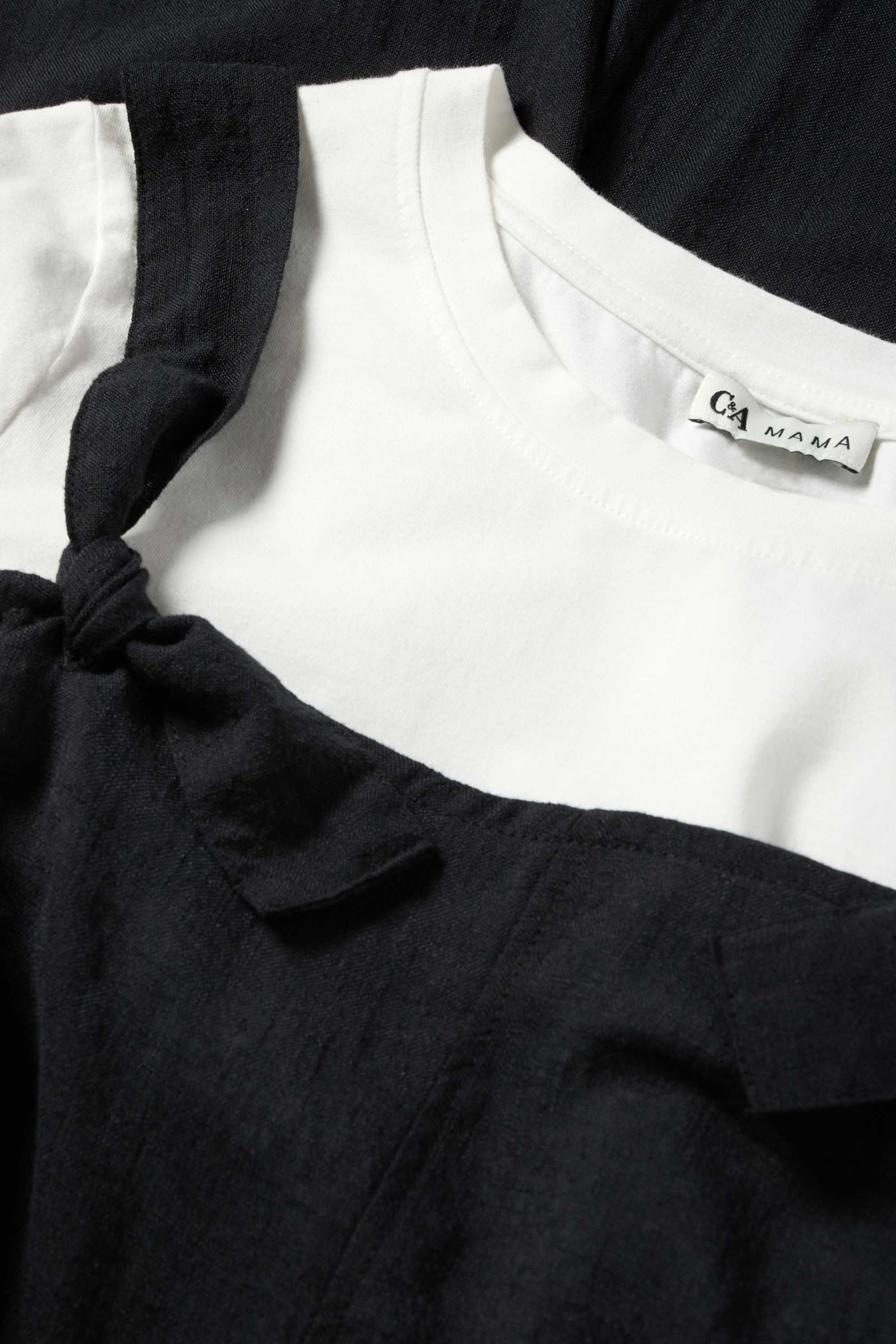 Set - maternity T-shirt and dungarees - 2 piece black / white
