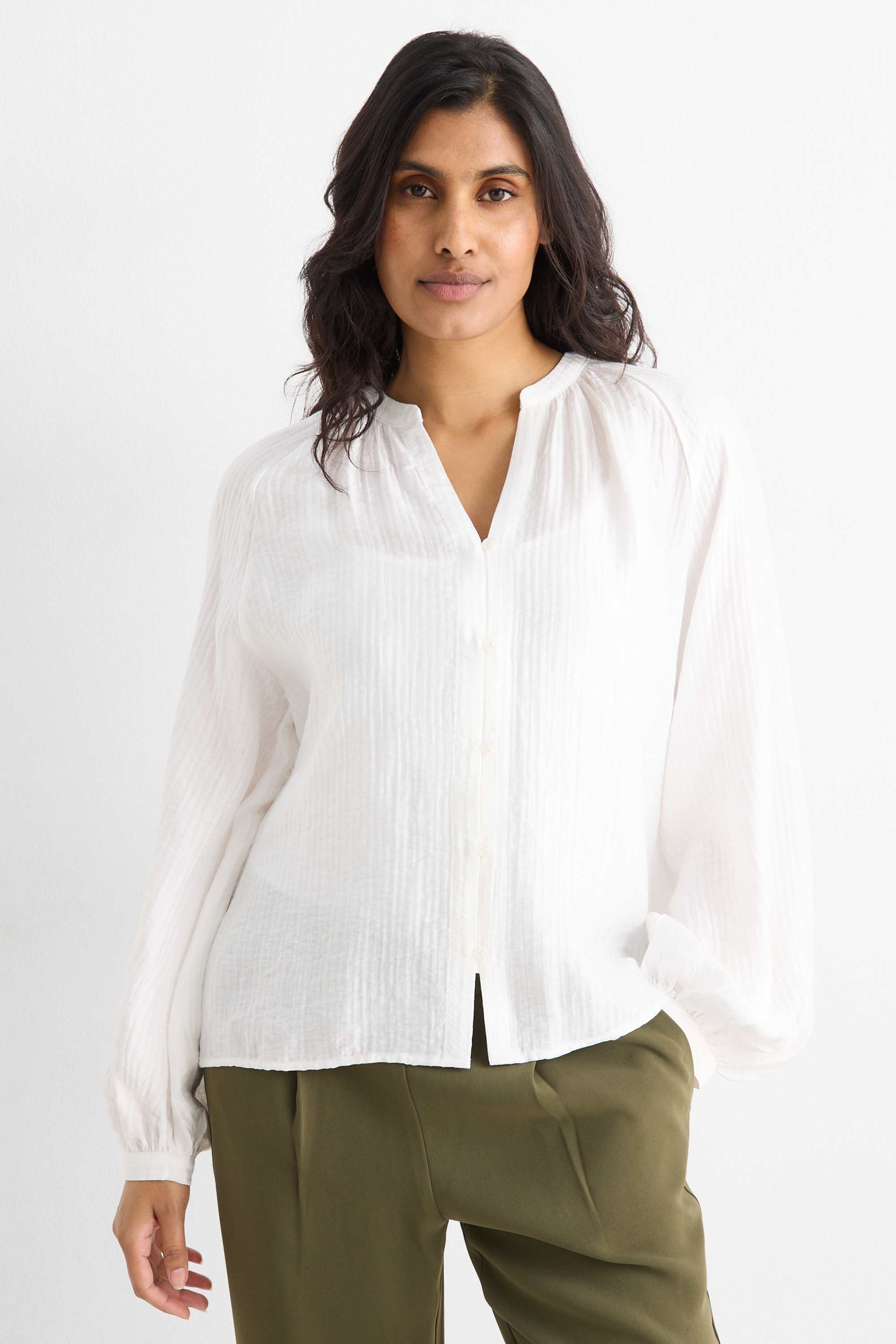 V-neck blouse white