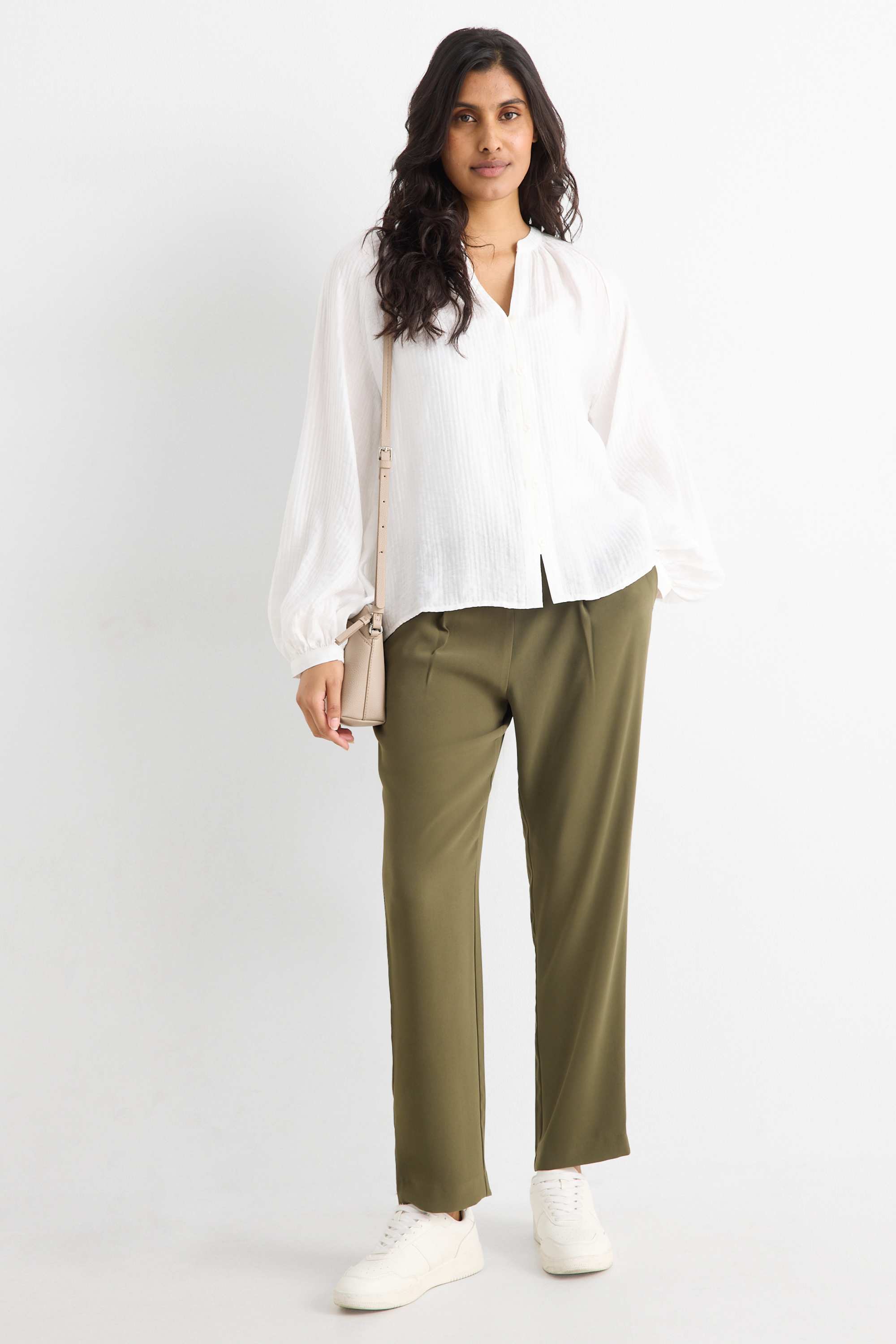 V-neck blouse white